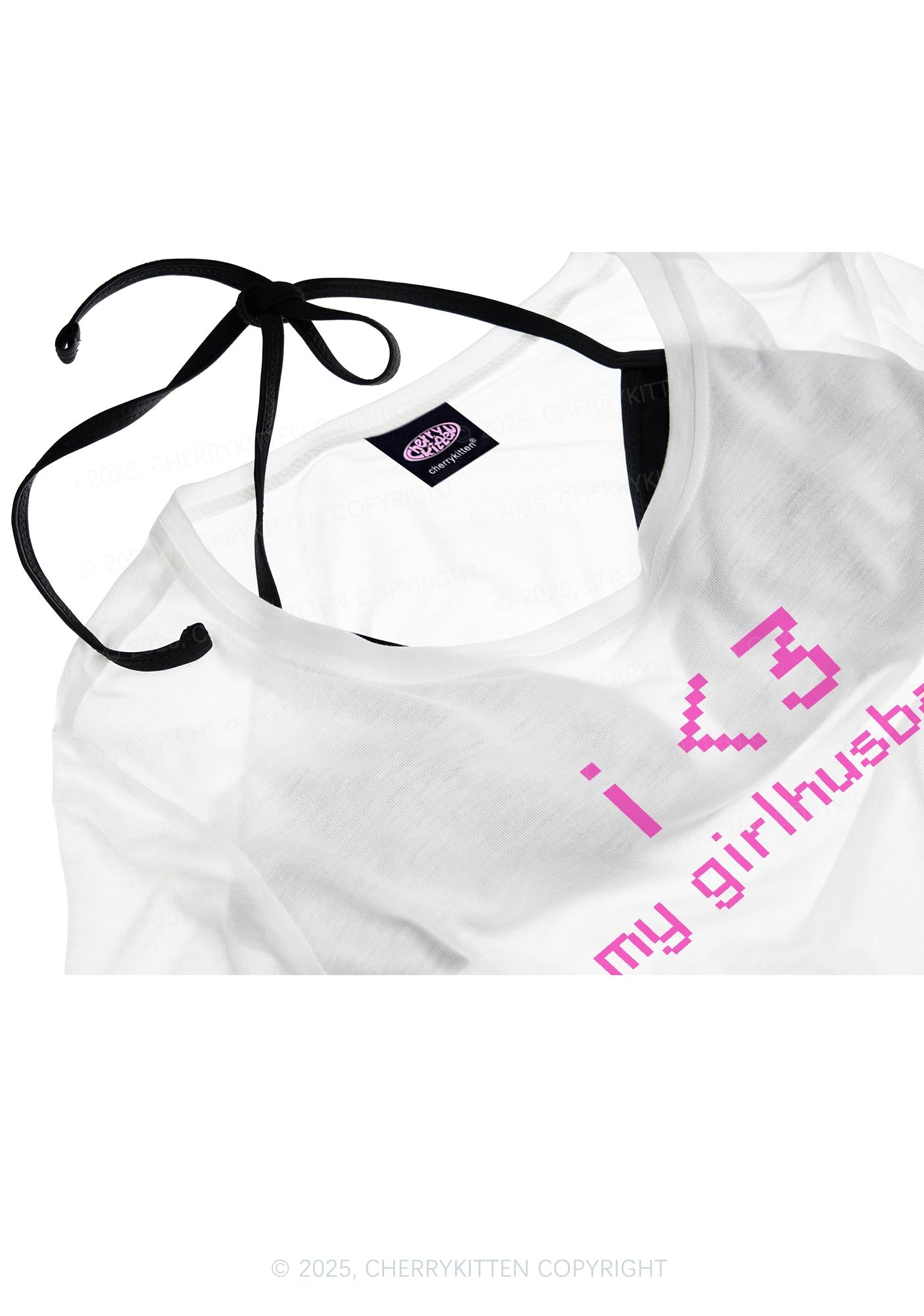I Love My Girlhusband Y2K Sheer Crop Tee Cherrykitten