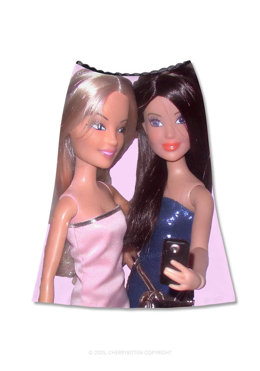 Princess Doll Y2K Print Midi Skirt Cherrykitten