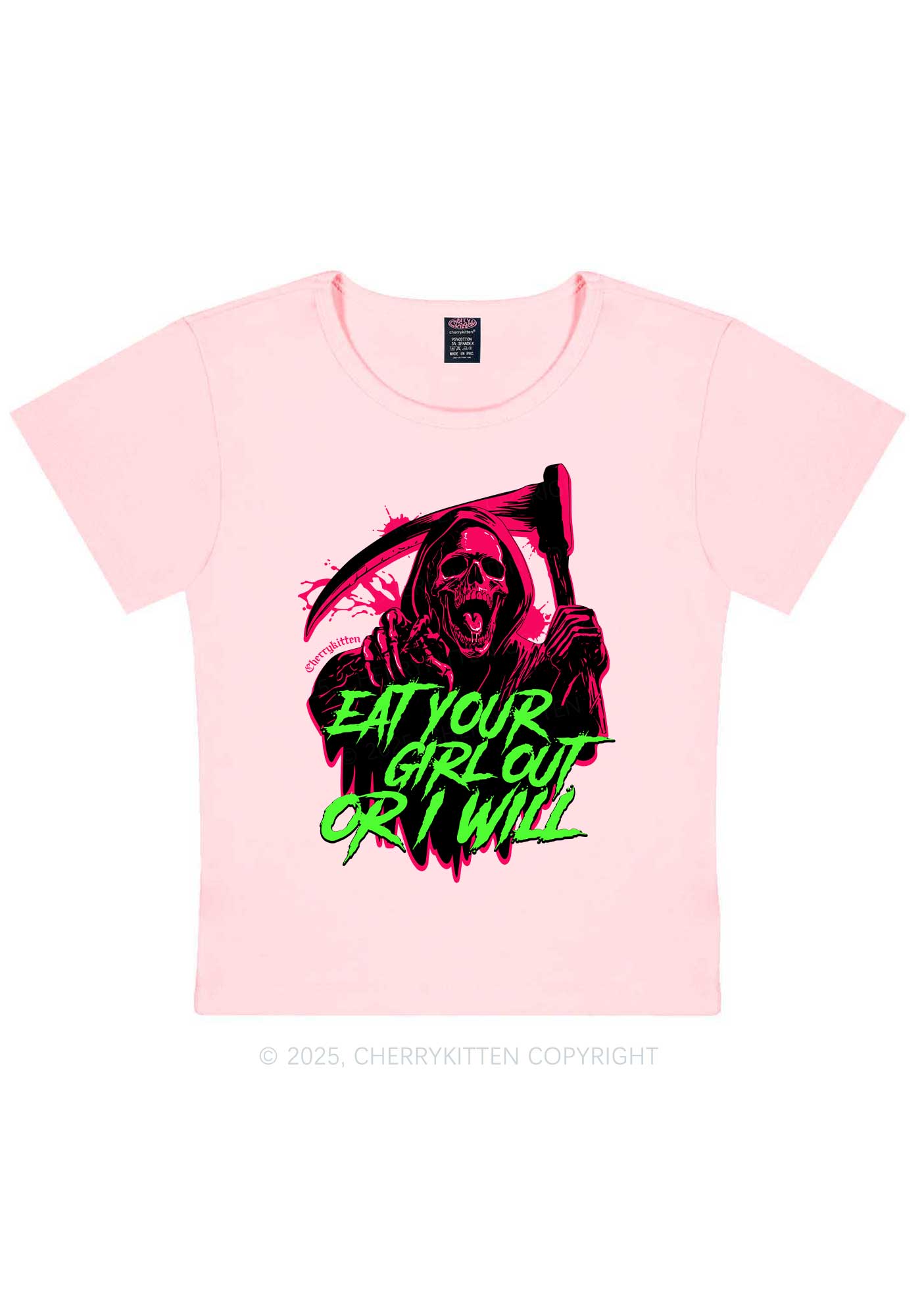 Hallowen Ghost Eat Your Girl Out Y2K Baby Tee Cherrykitten