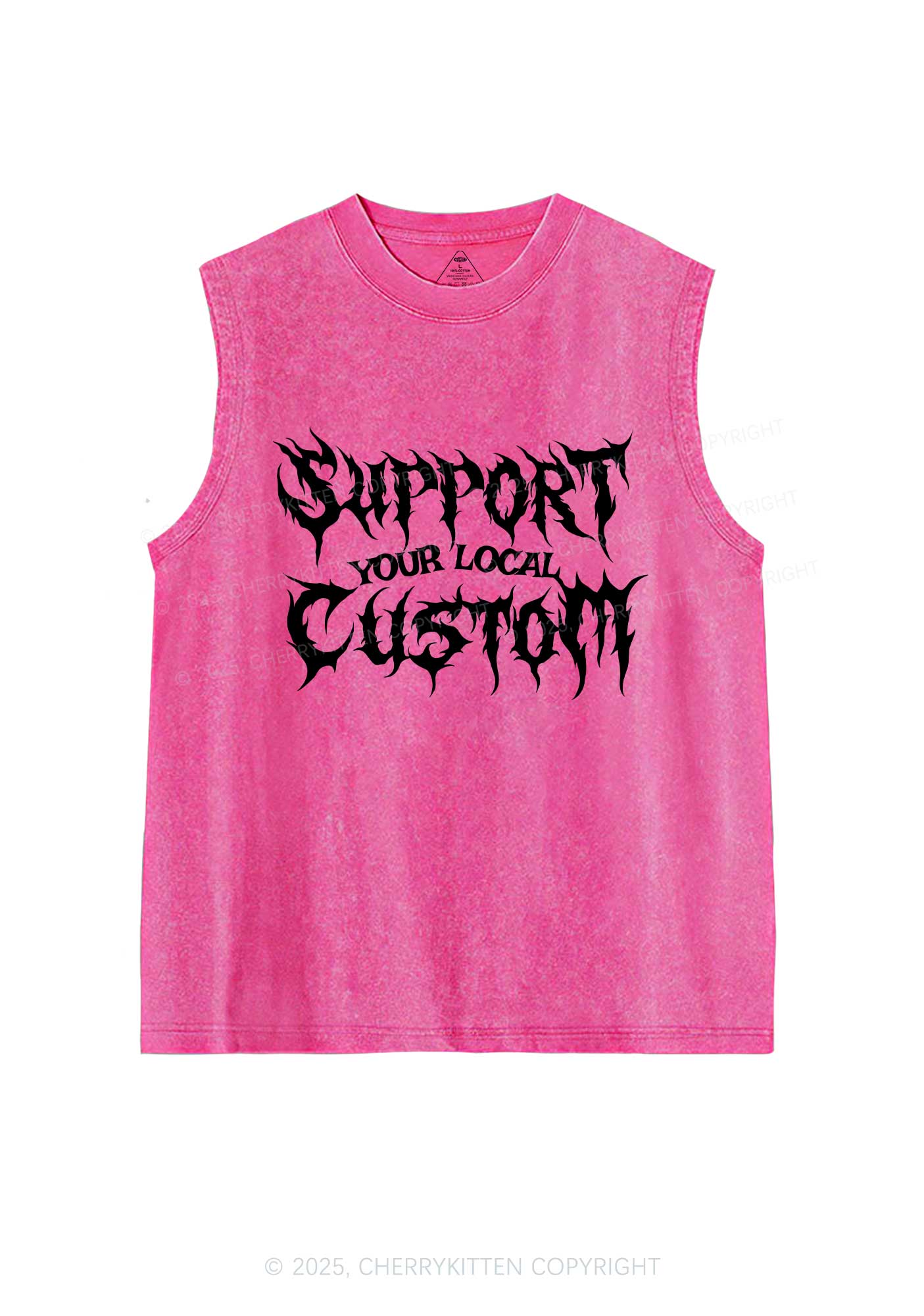 Custom Support Your Local Y2K Washed Muscle Tank Cherrykitten