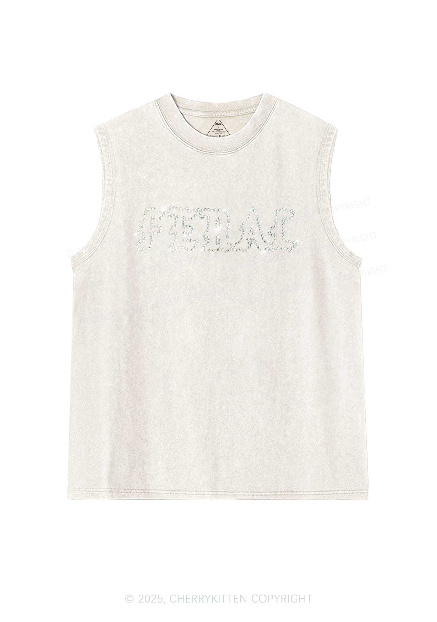 Rhinestone Feral Y2K Washed Muscle Tank Cherrykitten