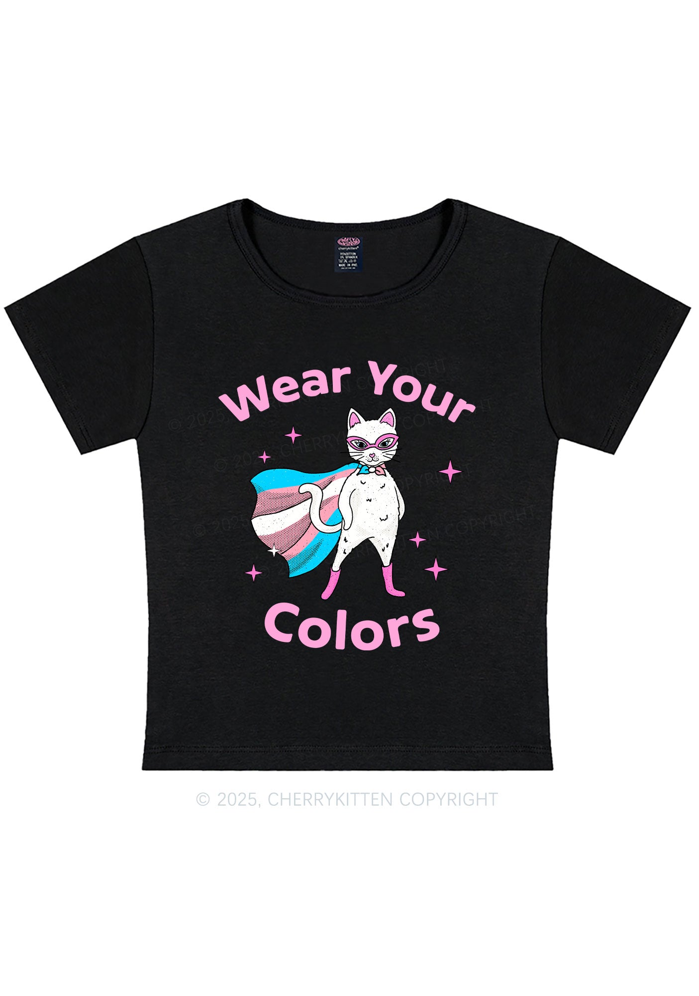 Transgender Flag Cat Pride Y2K Baby Tee Cherrykitten