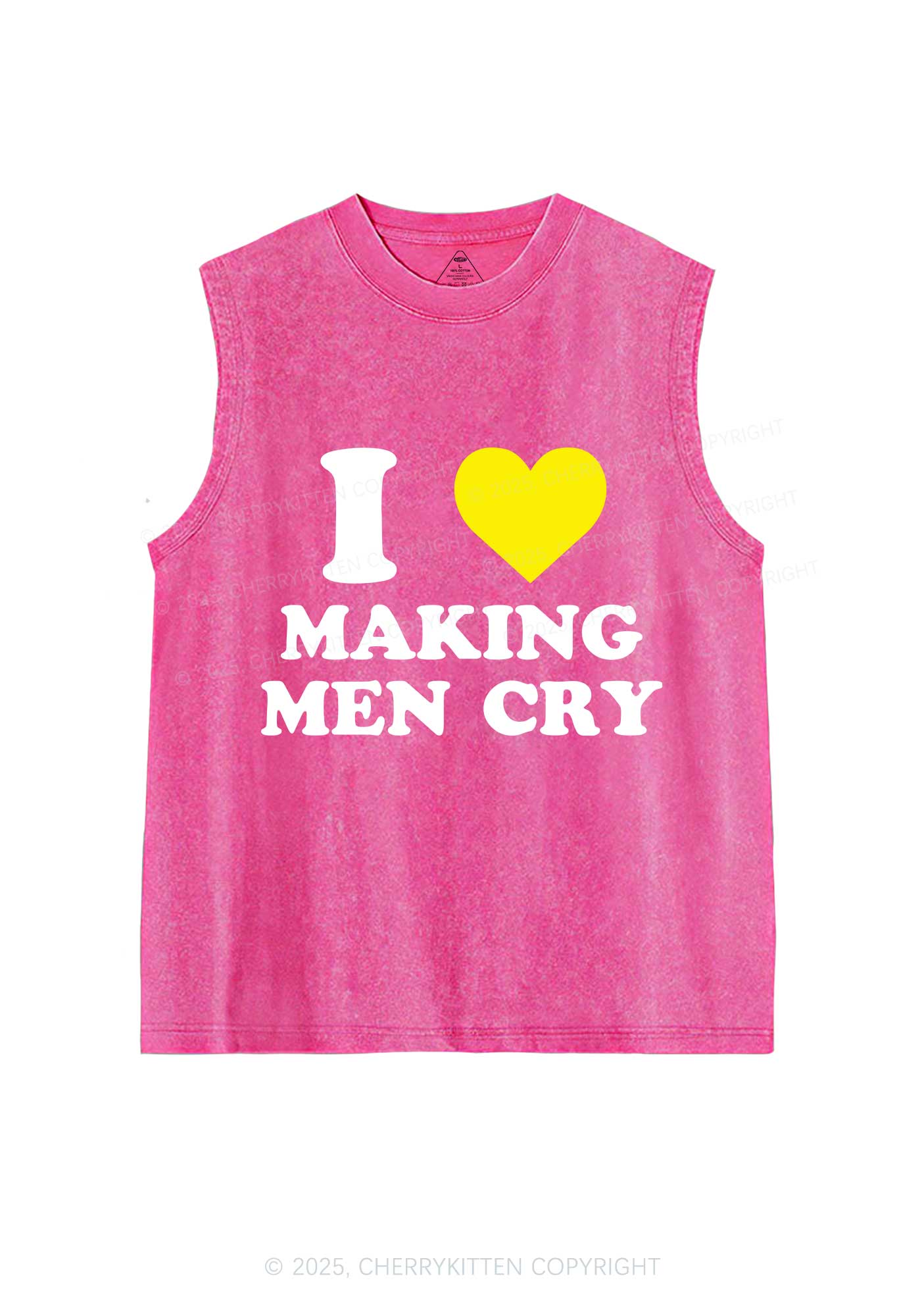 I Love Making Men Cry Y2K Washed Muscle Tank Cherrykitten