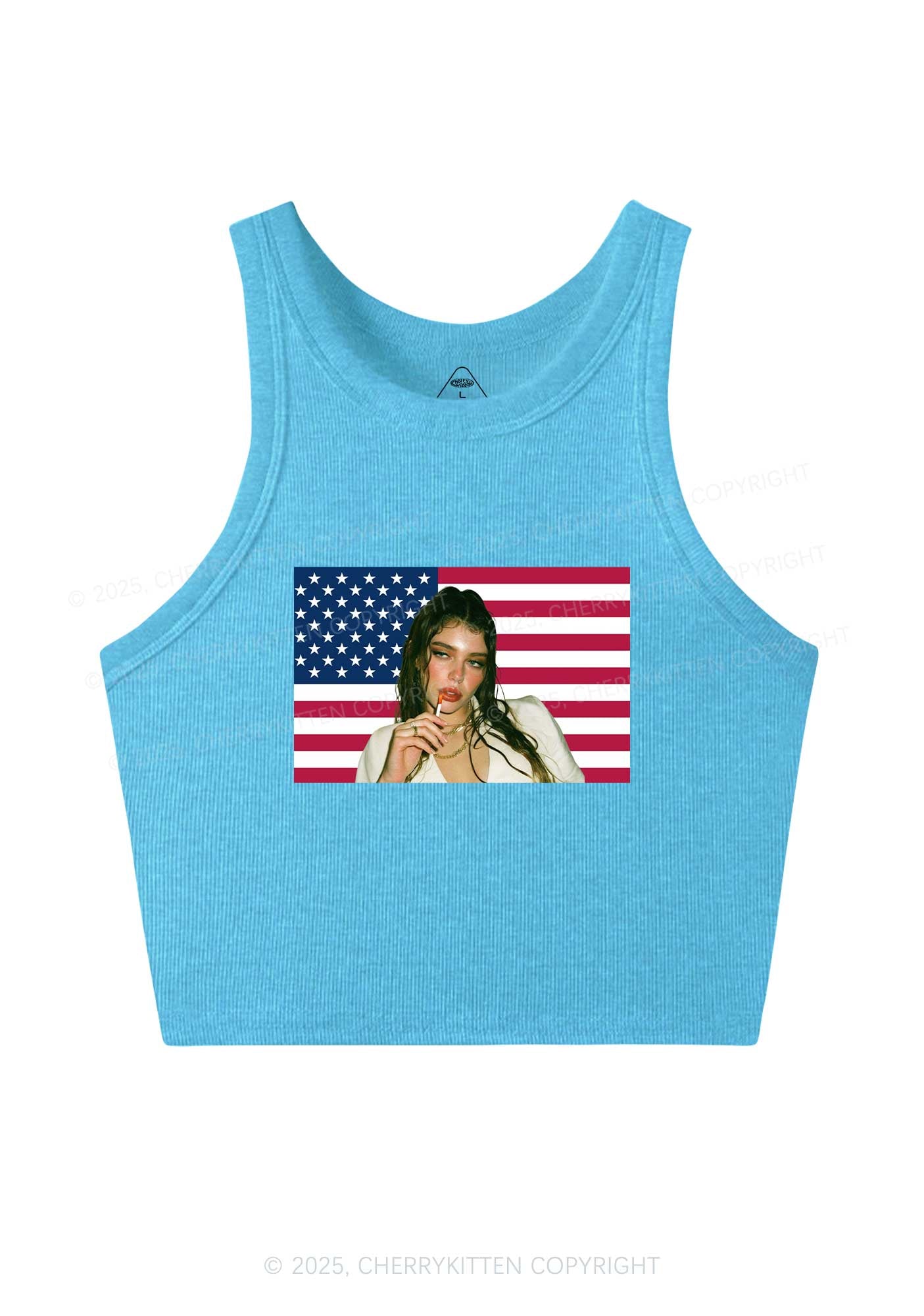 Custom Portrait Flag Y2K Crop Tank Top Cherrykitten