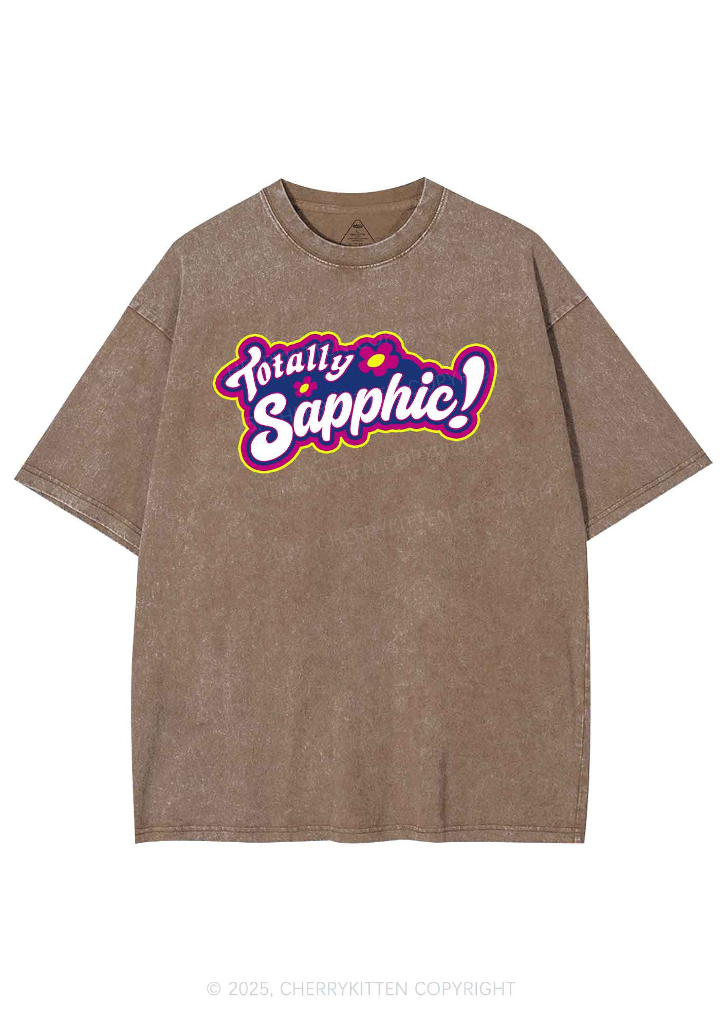 Totally Sapphic Pride Y2K Shirts Washed Tee Cherrykitten