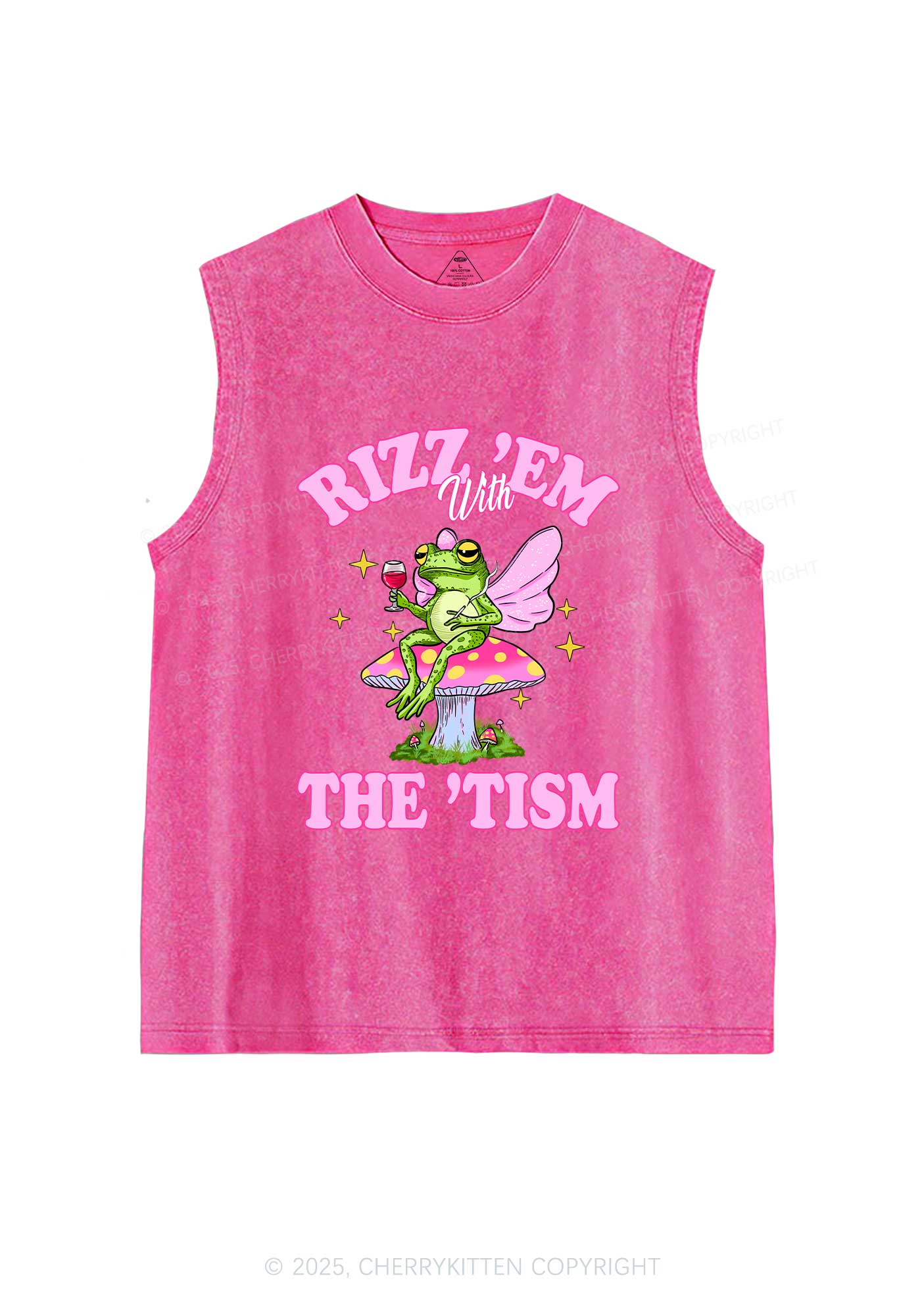 Fairy Frog Rizz Tism Y2K Washed Muscle Tank Cherrykitten
