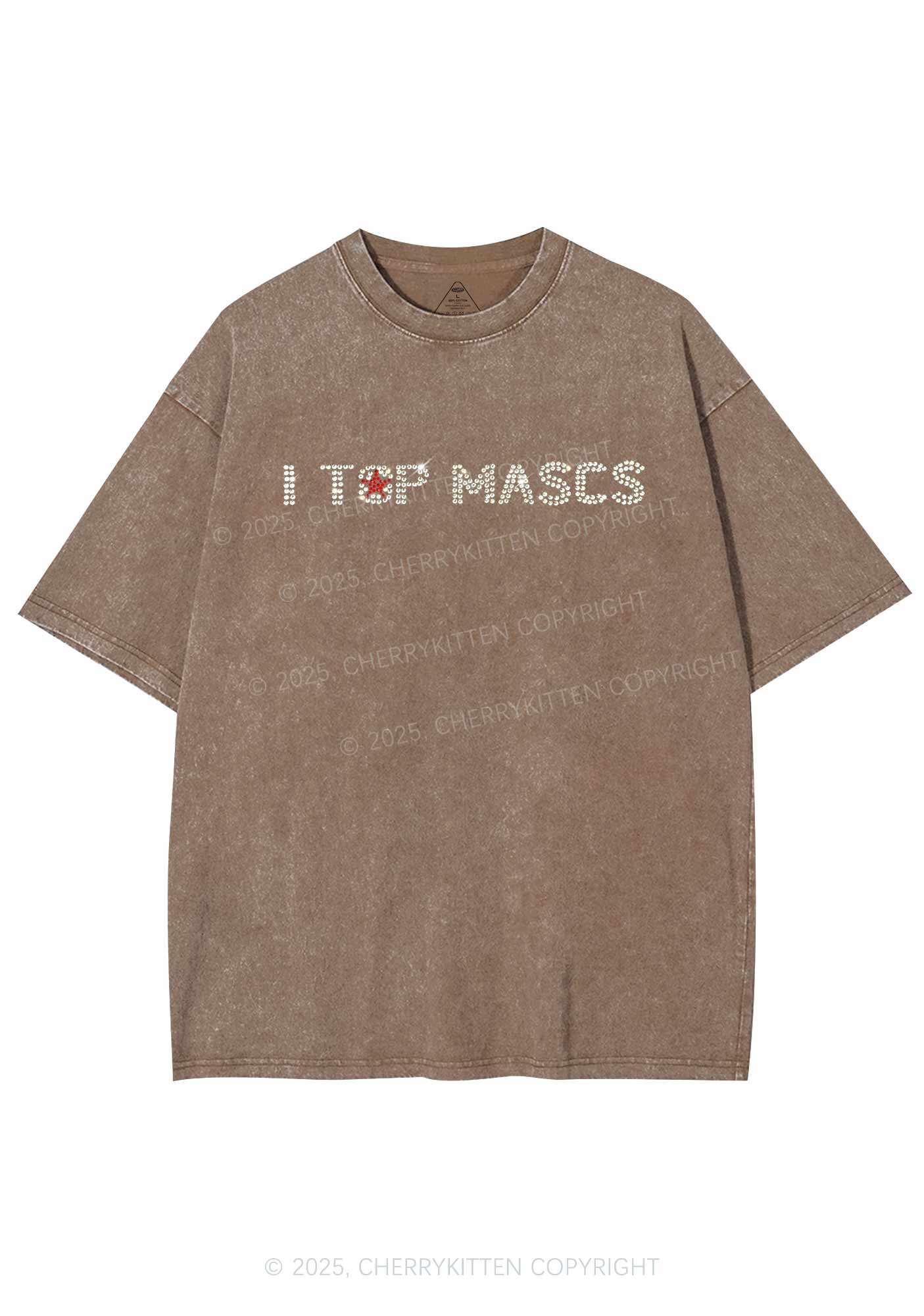 Rhinestone I Top Mascs Pride Y2K Shirts Washed Tee Cherrykitten