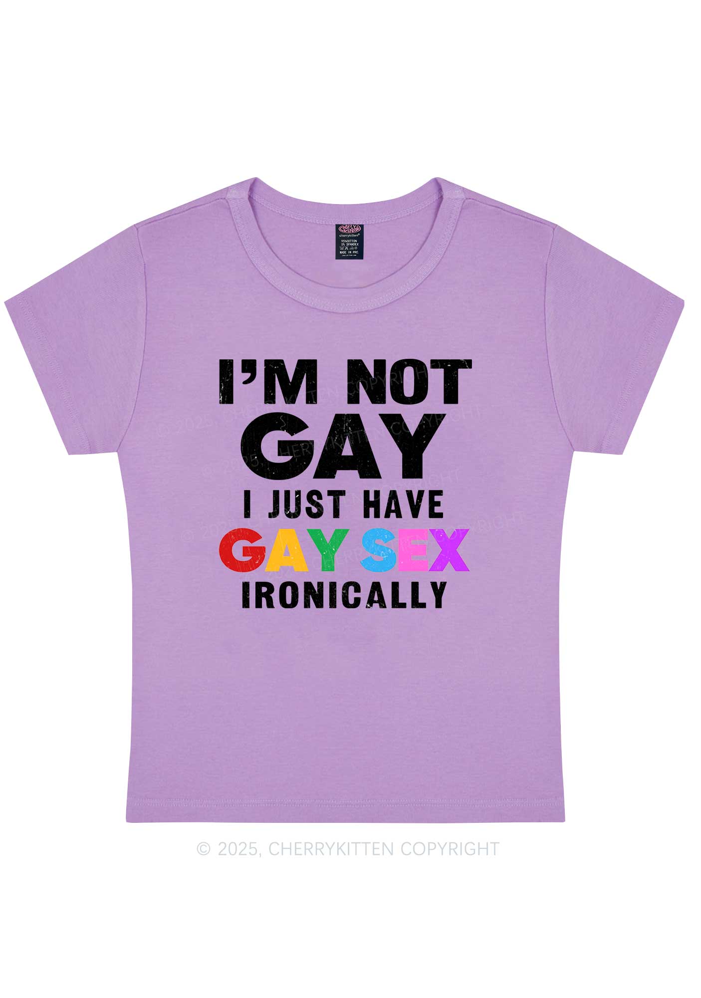 Gay Sx Ironically Pride Y2K Baby Tee Cherrykitten