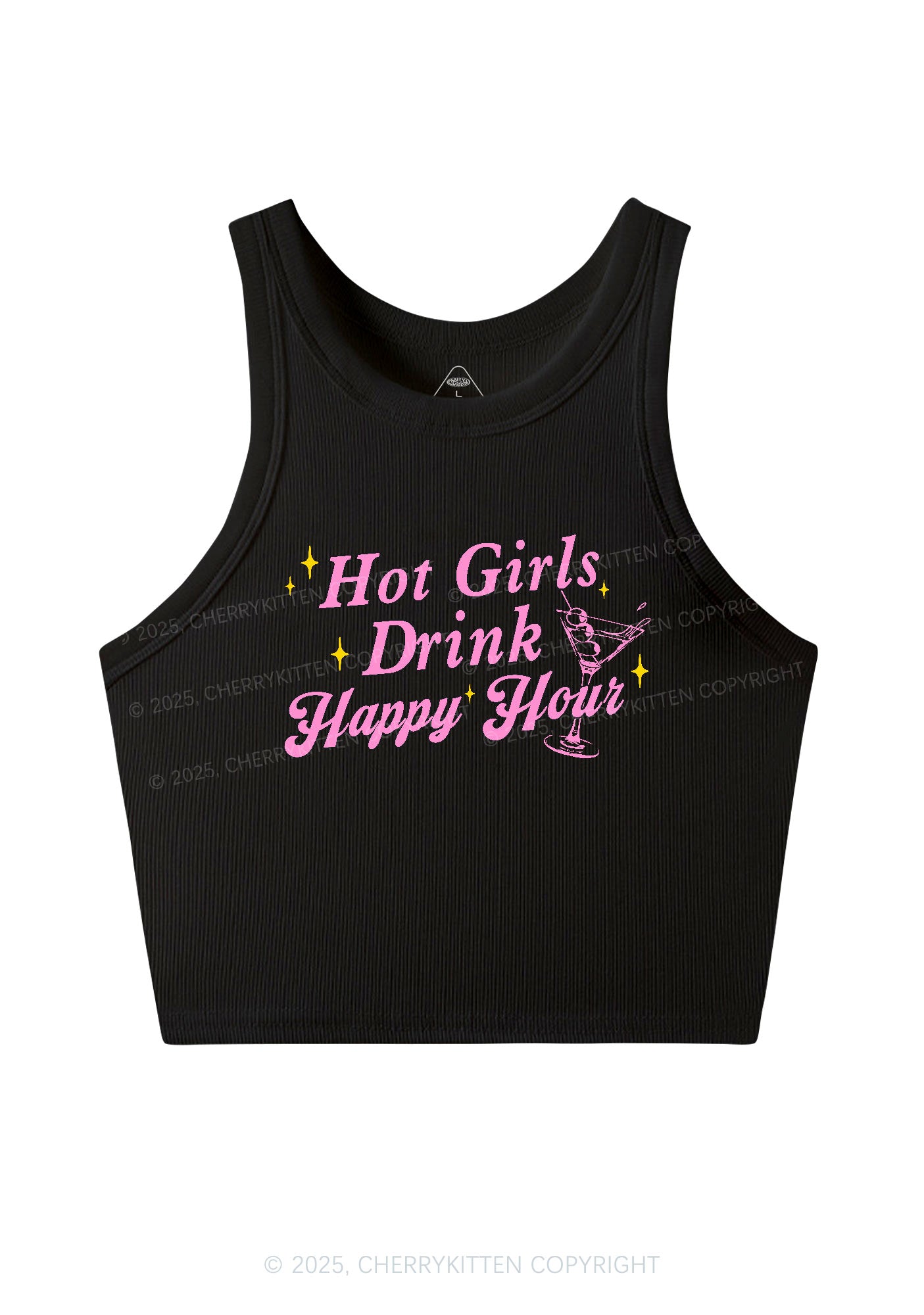 Hot Girls Drink Happy Hour Y2K Crop Tank Top Cherrykitten