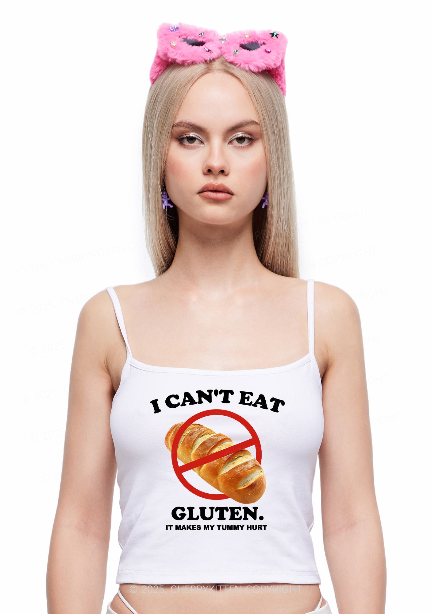 I Cant Eat Gluten Y2K Spaghetti Strap Cami Cherrykitten