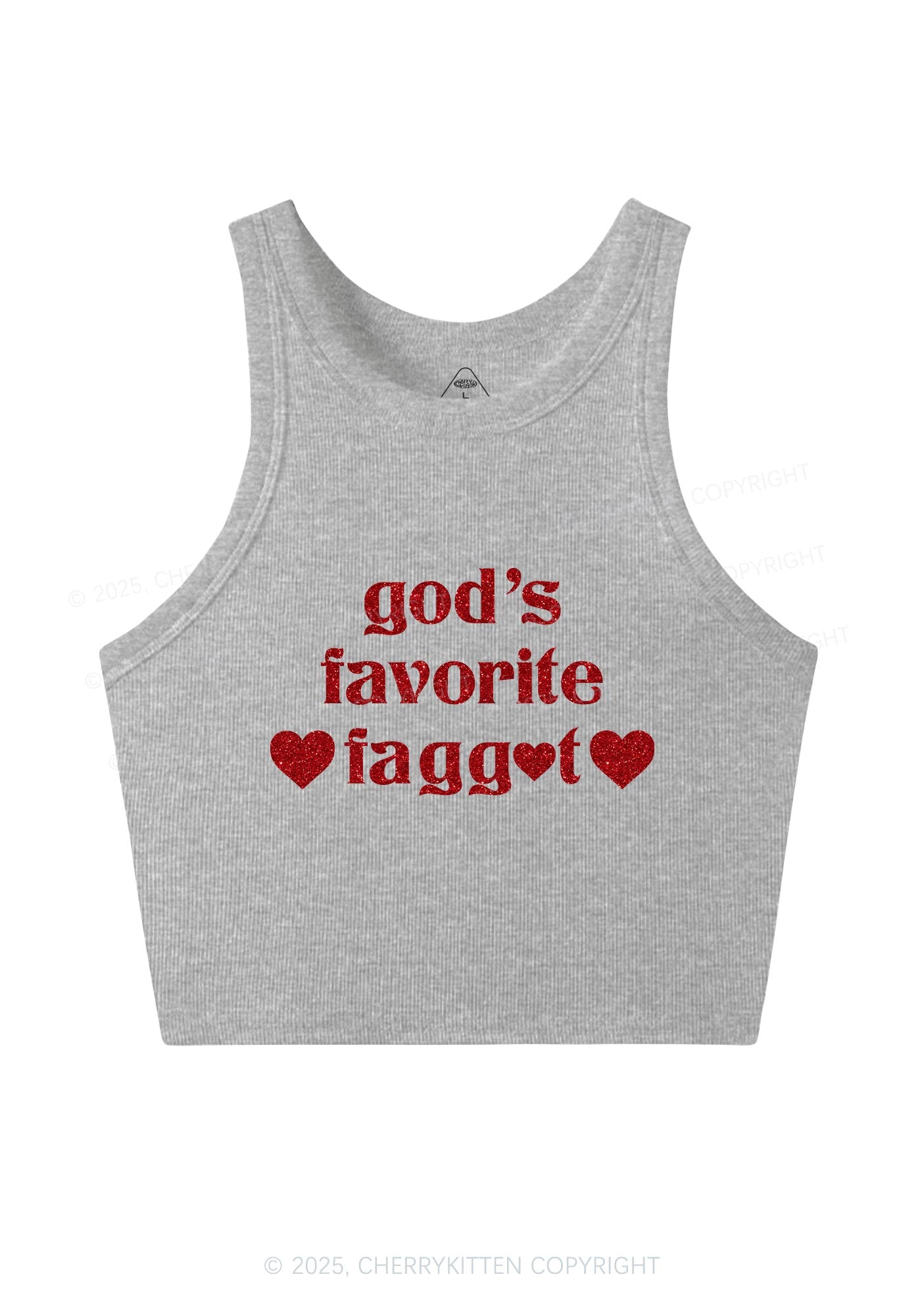 Glitter Gods Favorite Faggot Pride Y2K Crop Tank Top Cherrykitten