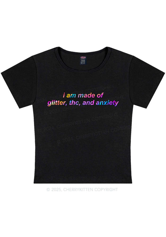Made Of Glitter And Anxiety Y2K Baby Tee Cherrykitten