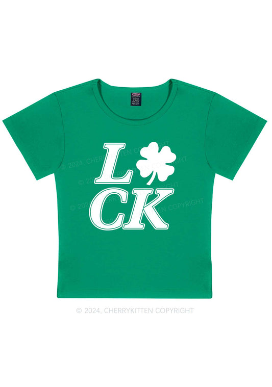 Lucky Clover St Patricks Y2K Baby Tee Cherrykitten