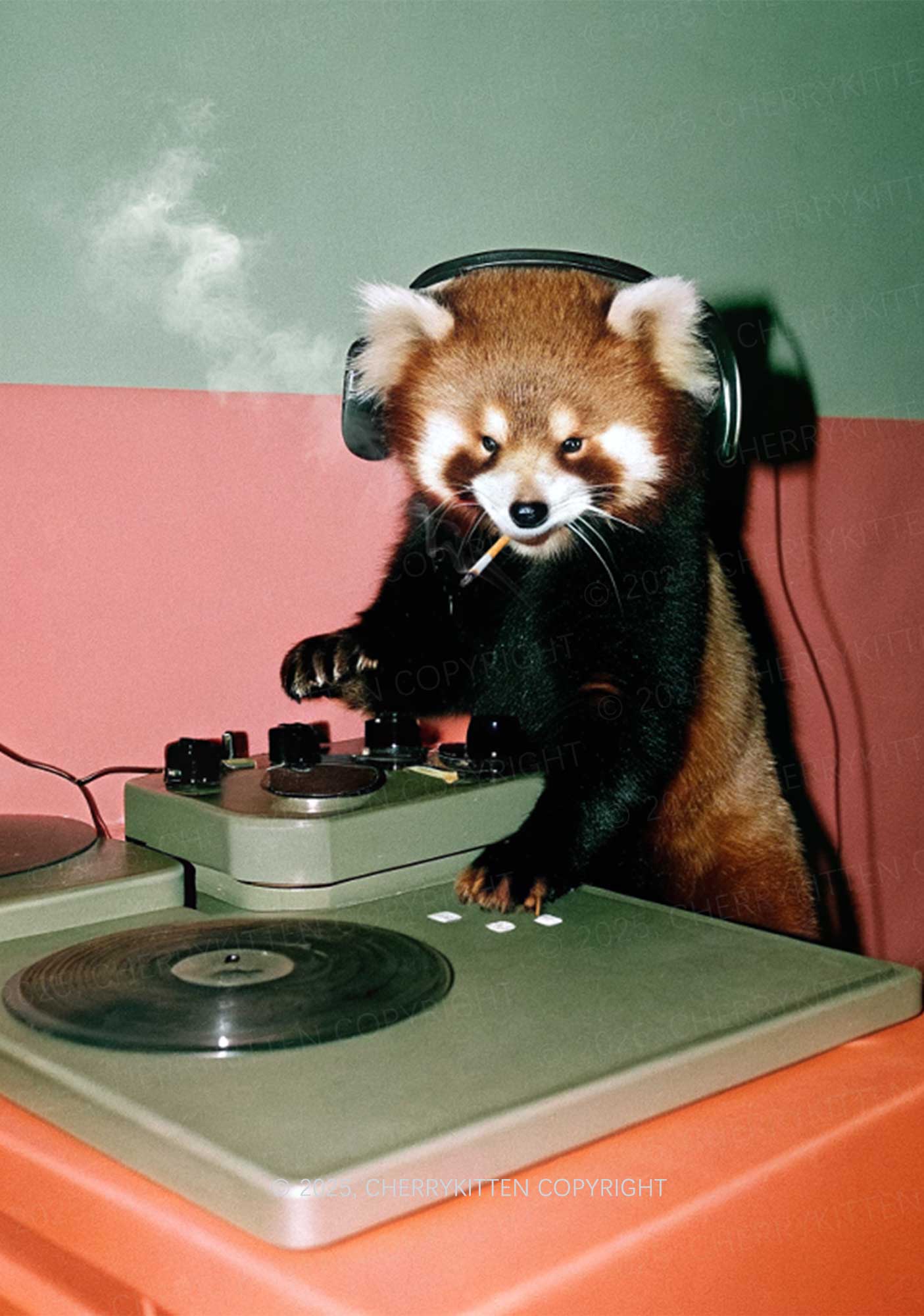 Red Panda Smoke Y2K Mesh Crop Top Cherrykitten