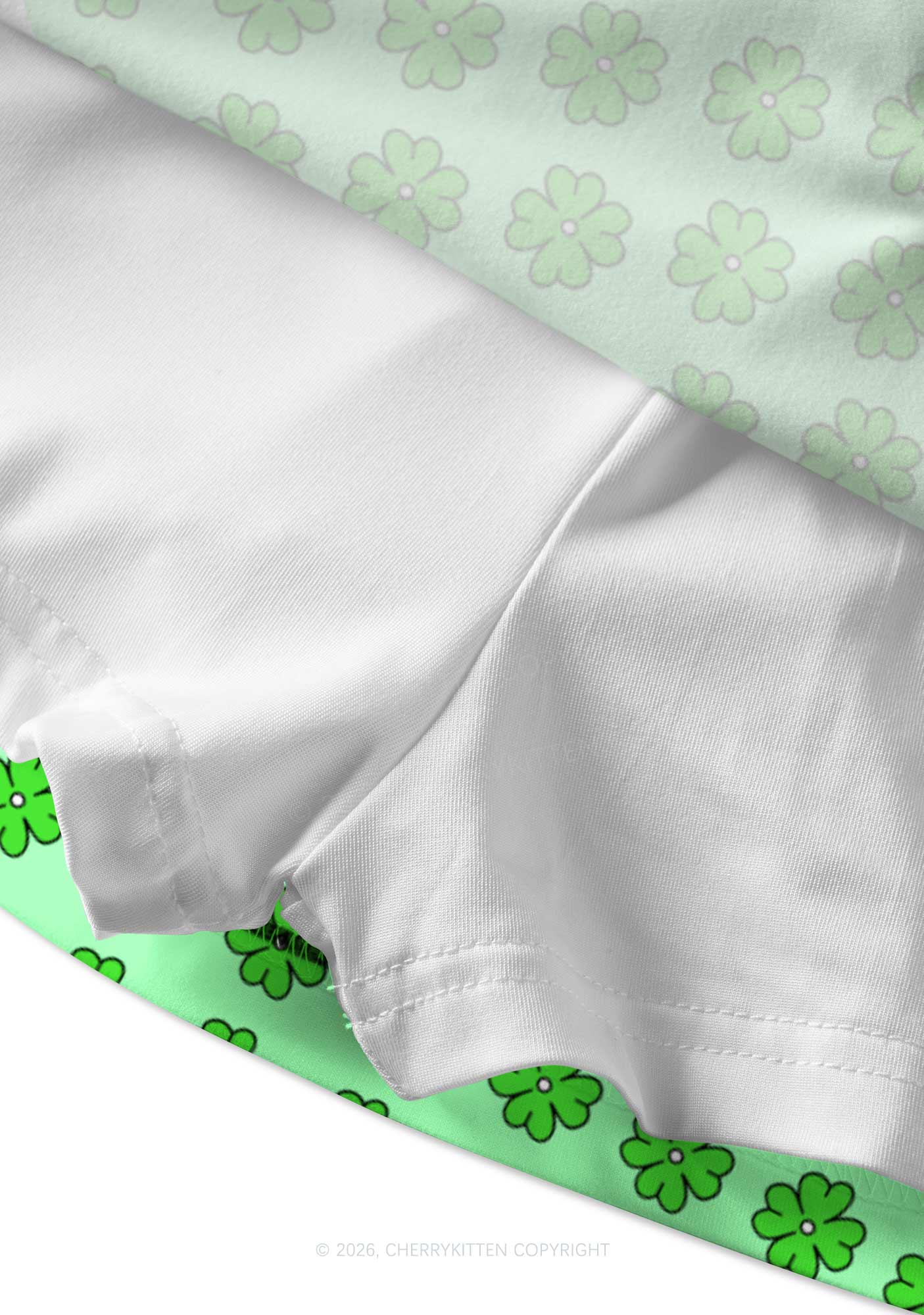 Green Clover Grid St Patricks Y2K Print Mini Skirt Cherrykitten