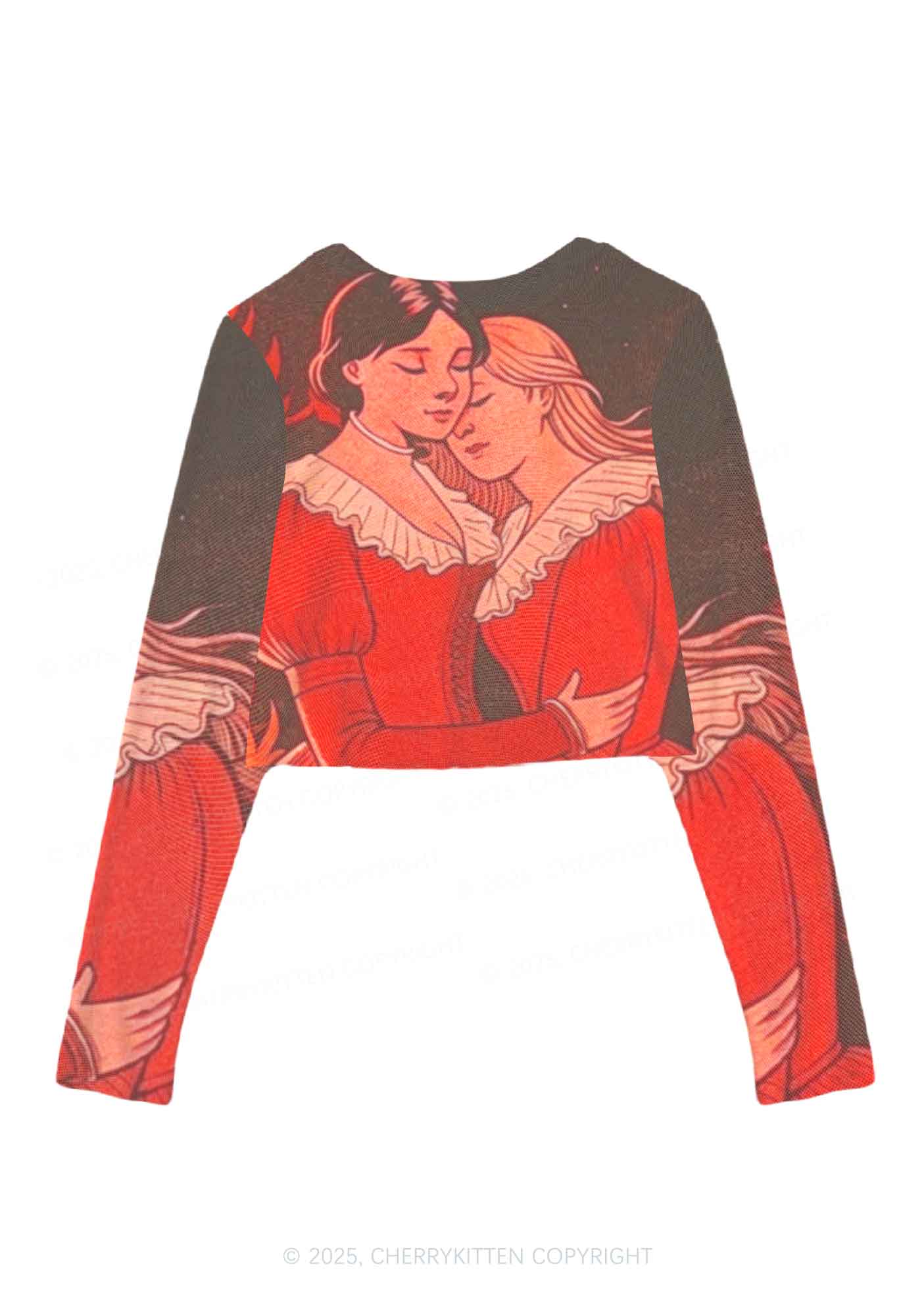 Lover Girls Pride Y2K Mesh Long Sleeve Crop Top Cherrykitten
