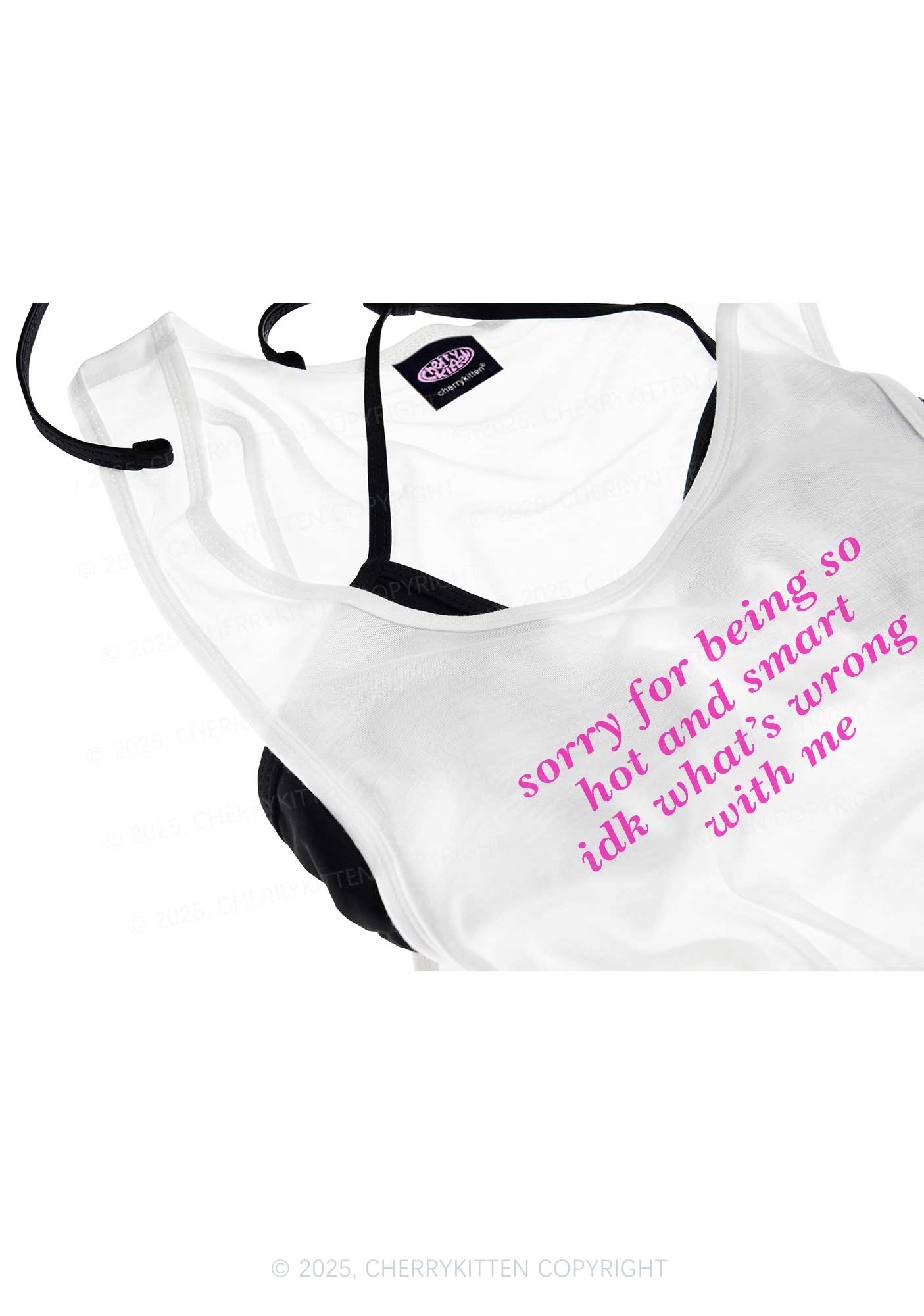 Sorry For Being So Smart Y2K Sheer Boyfriend Tank Cherrykitten