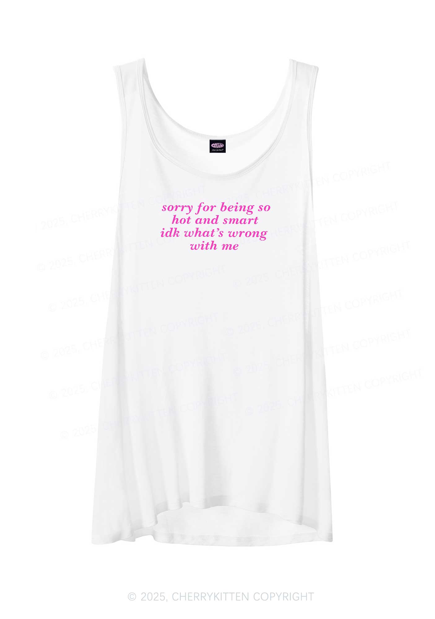 Sorry For Being So Smart Y2K Sheer Boyfriend Tank Cherrykitten