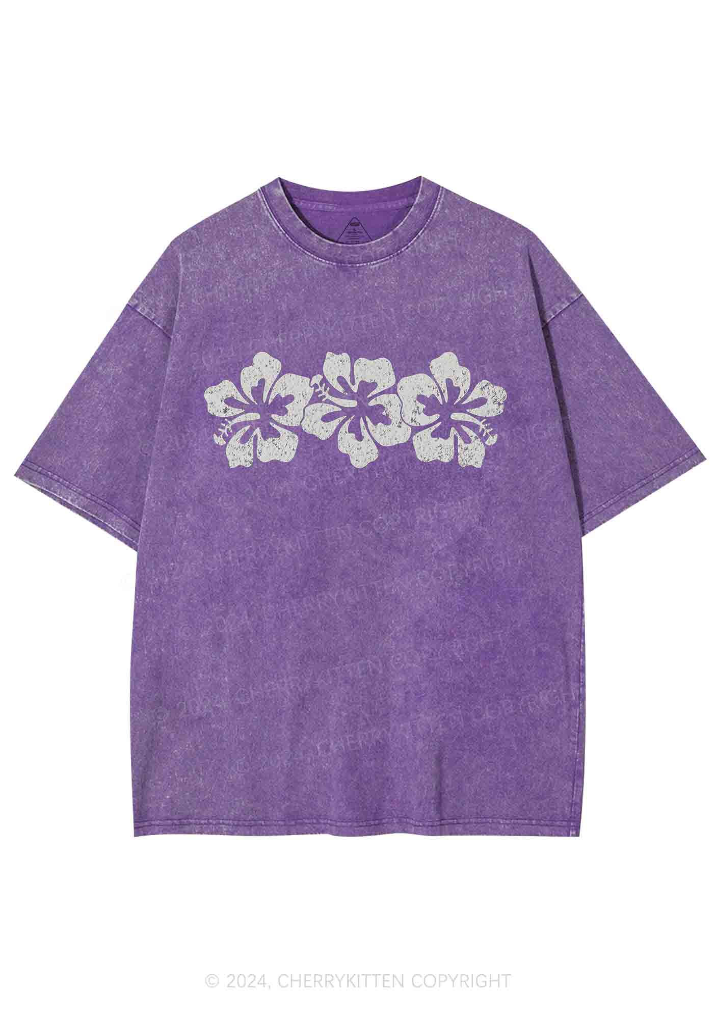 Vintage Hibiscus Flower Y2K Washed Tee Cherrykitten
