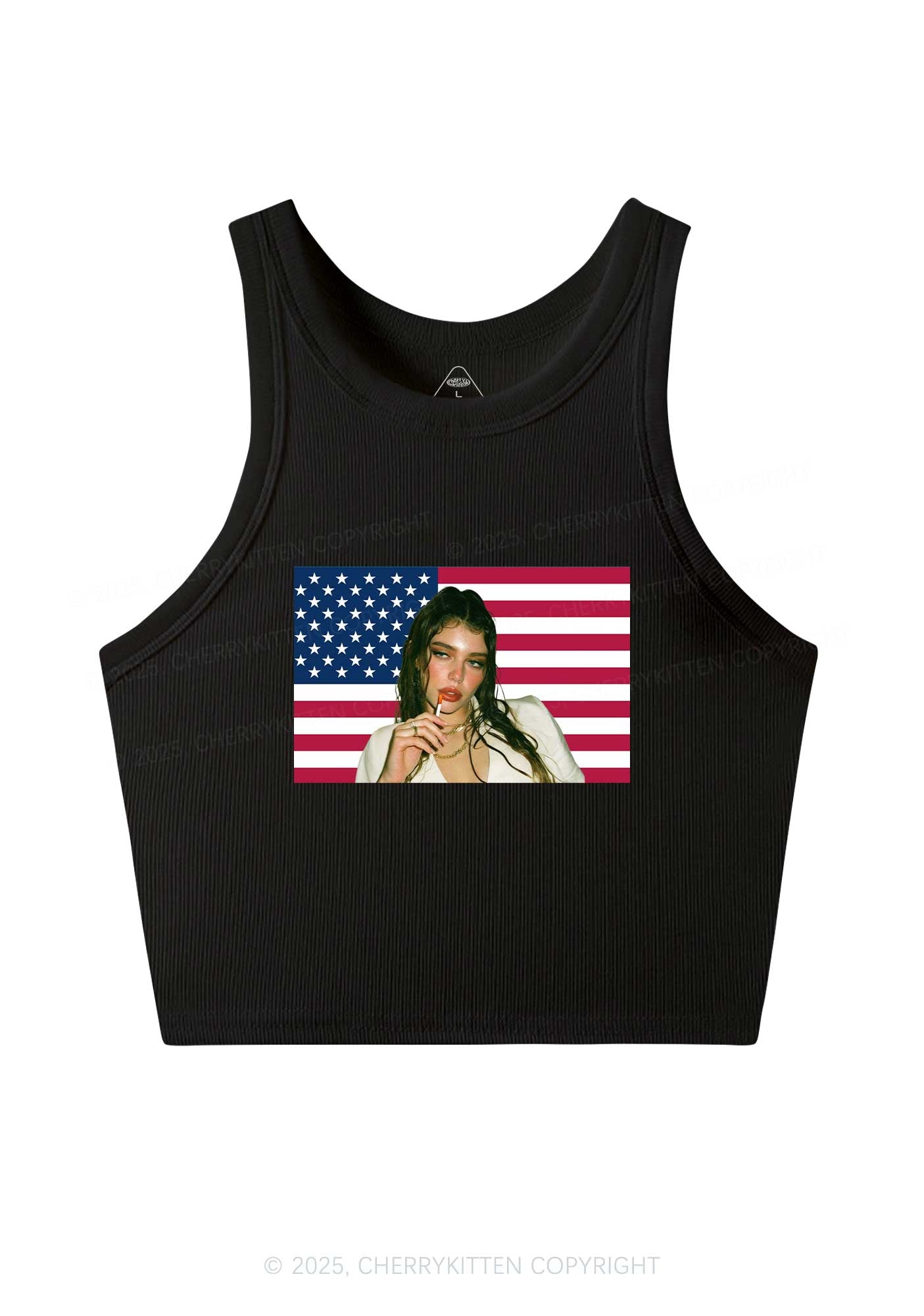 Custom Portrait Flag Y2K Crop Tank Top Cherrykitten