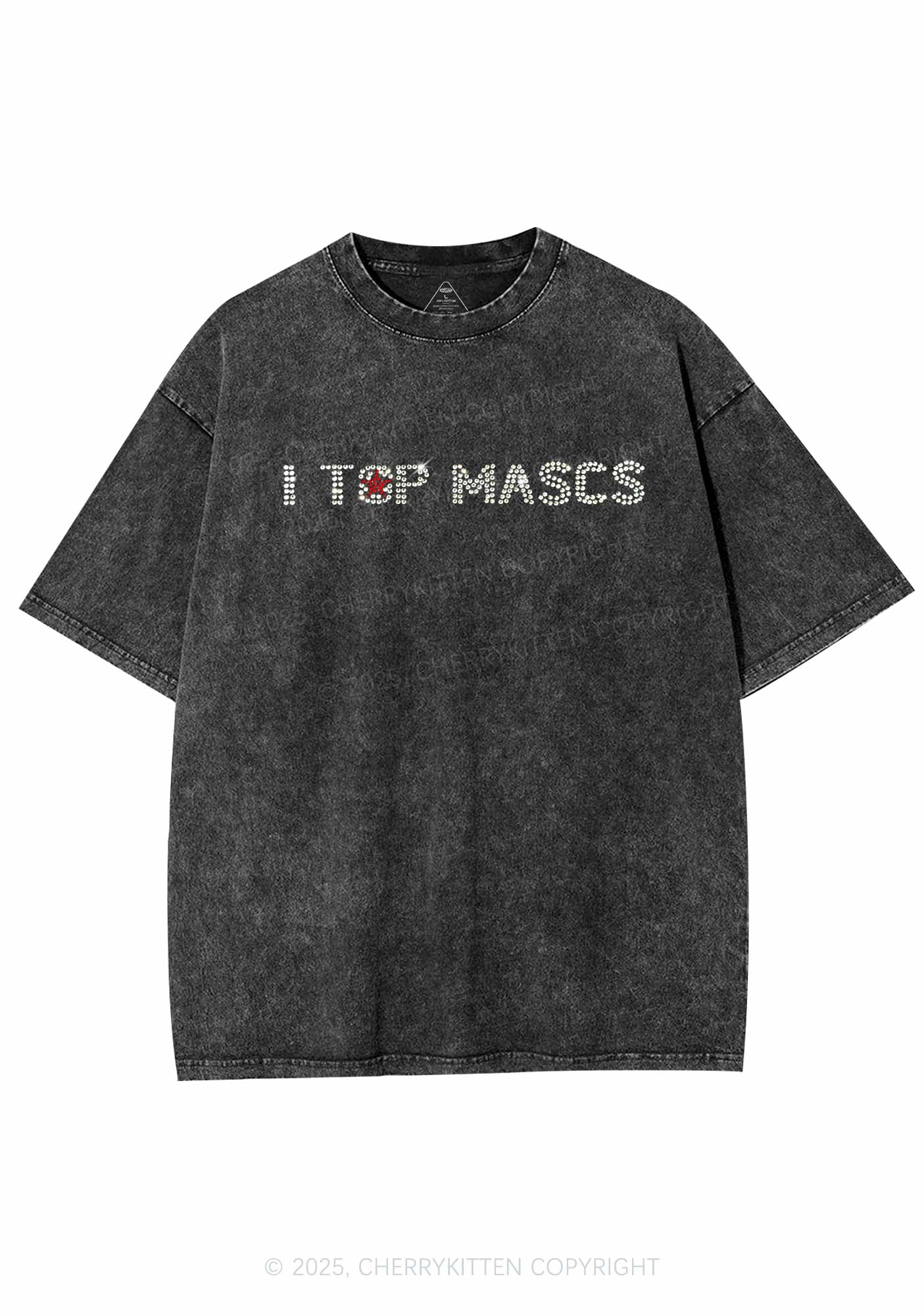Rhinestone I Top Mascs Pride Y2K Shirts Washed Tee Cherrykitten