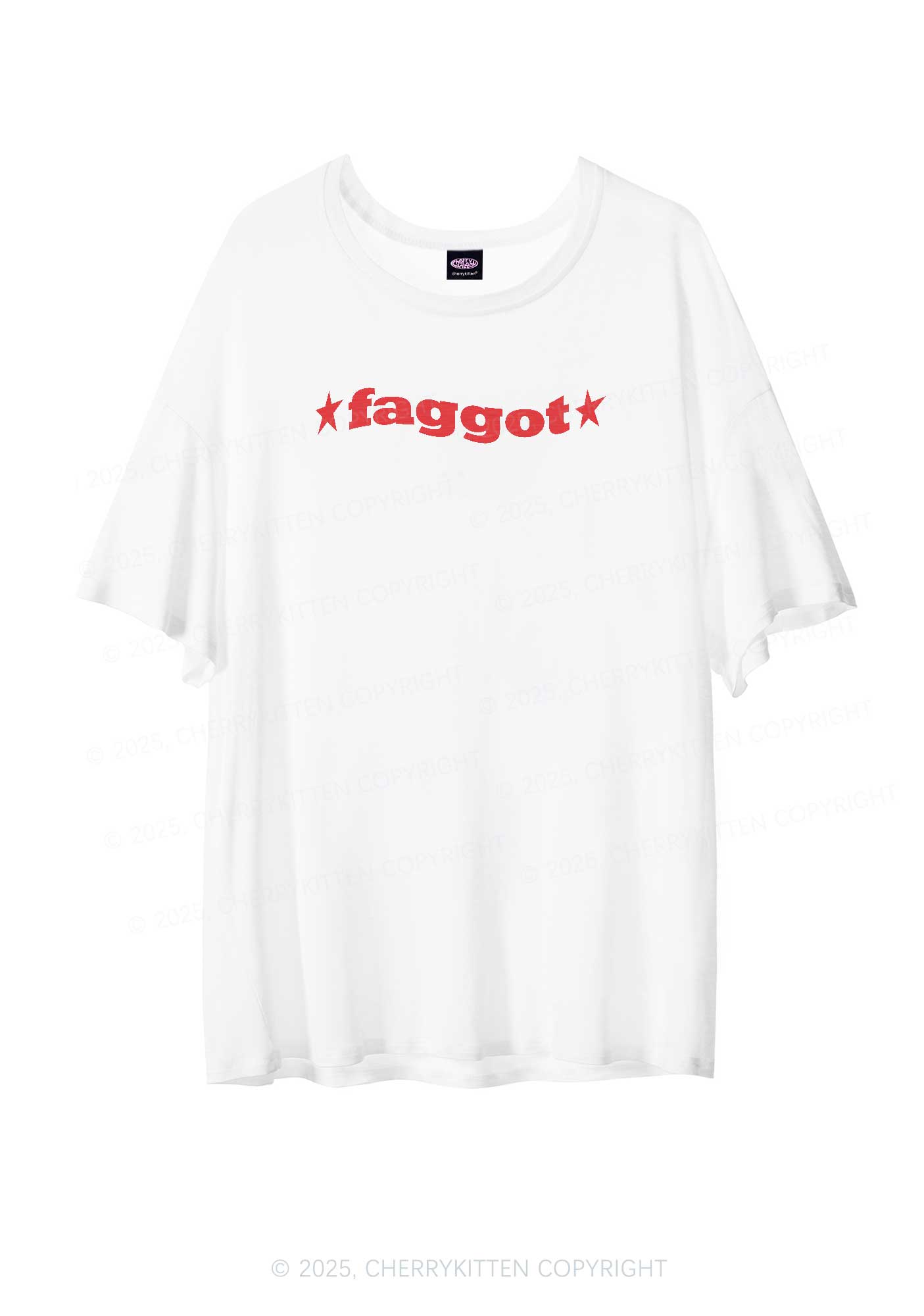 Red Faggot Pride Y2K Sheer Boyfriend Tee Cherrykitten