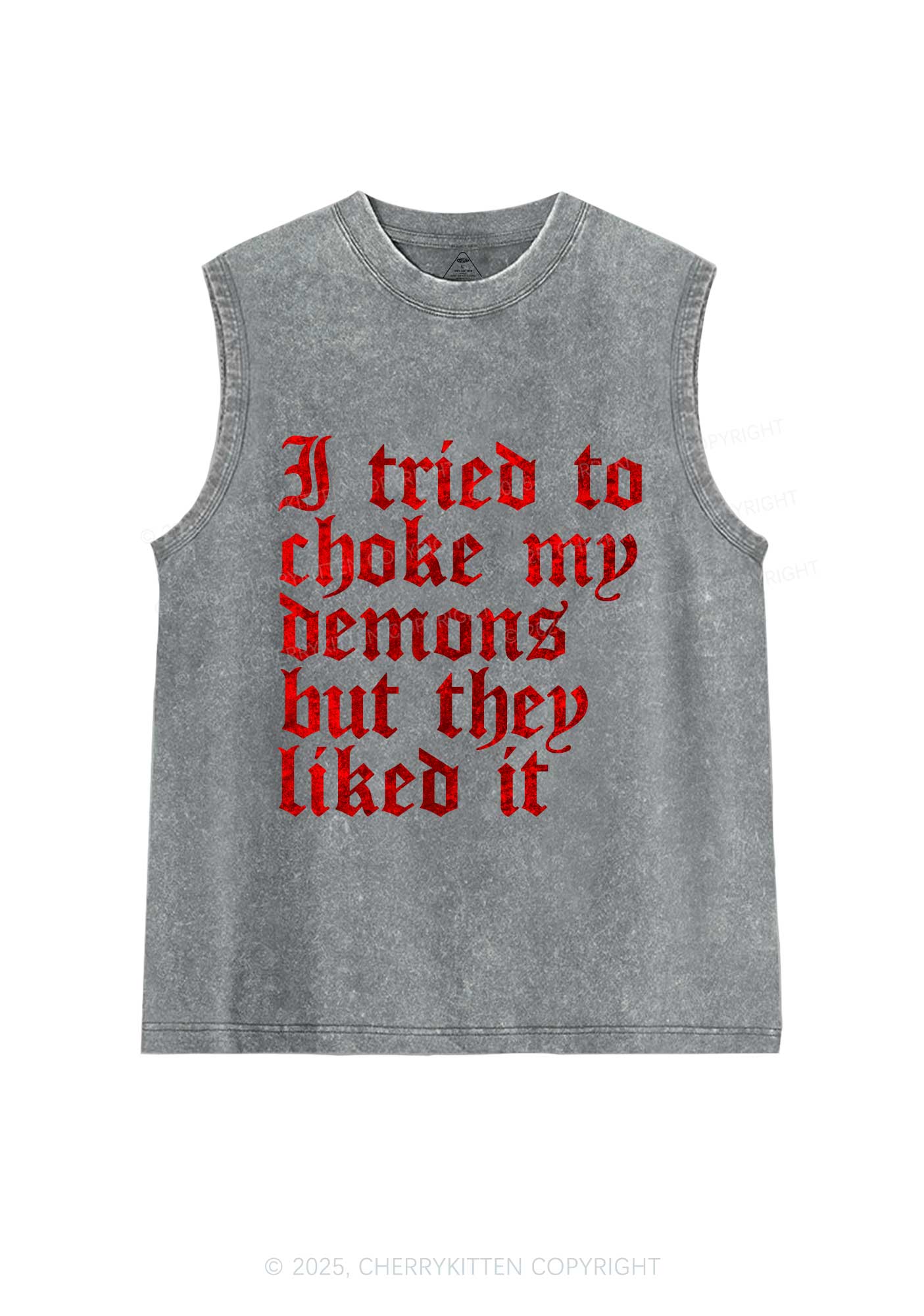 Halloween Choke Demons They Liked Y2K Washed Muscle Tank Cherrykitten