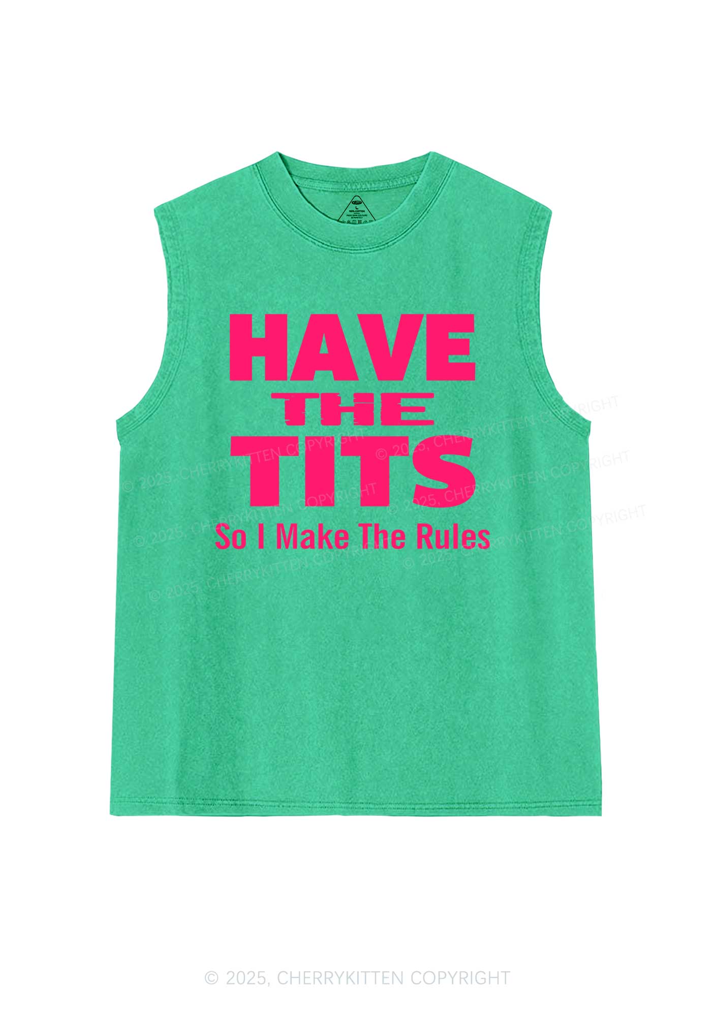 I Make Rules Y2K Washed Muscle Tank Cherrykitten