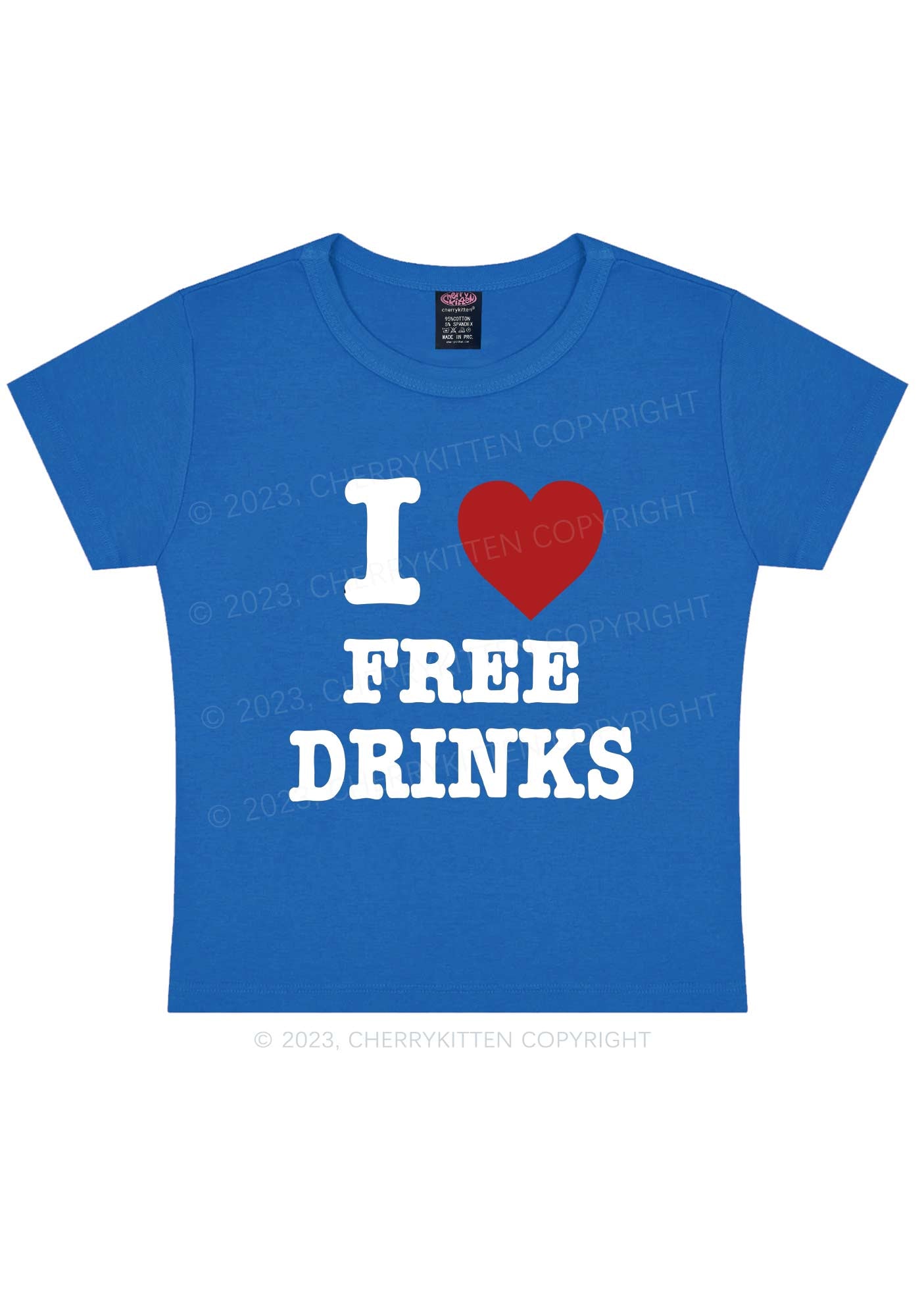 I Love Free Drinks Y2K Baby Tee