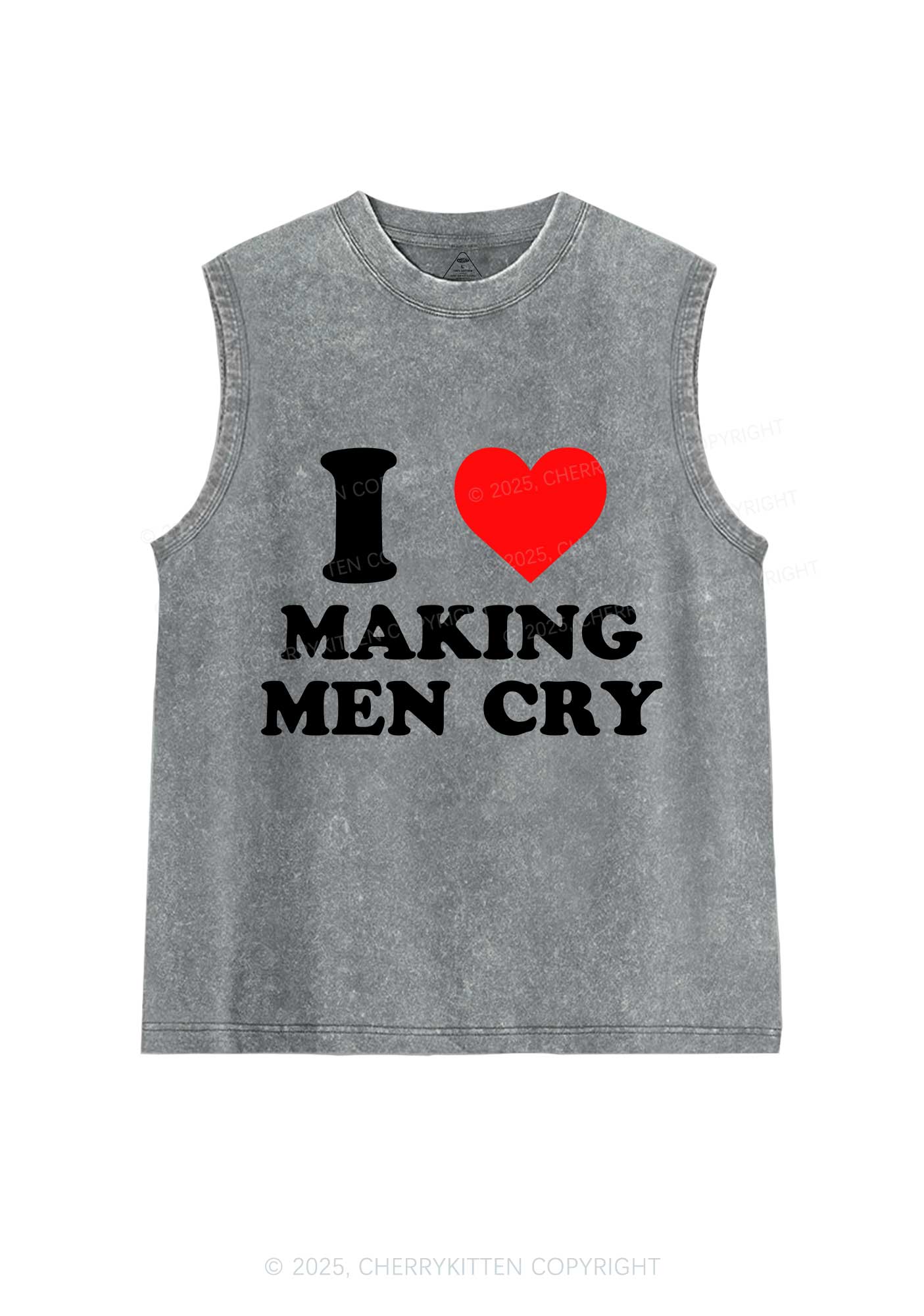 I Love Making Men Cry Y2K Washed Muscle Tank Cherrykitten
