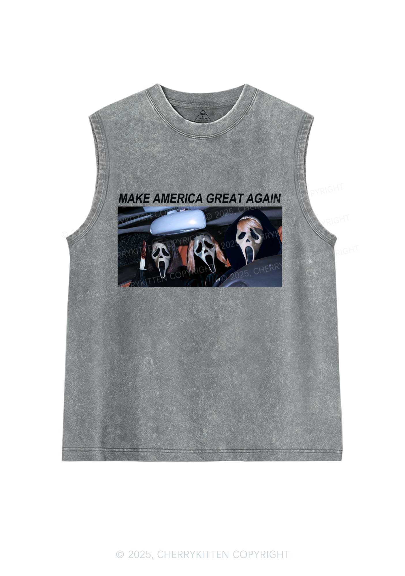 Halloween Ghost Make America Great Again Y2K Washed Muscle Tank Cherrykitten