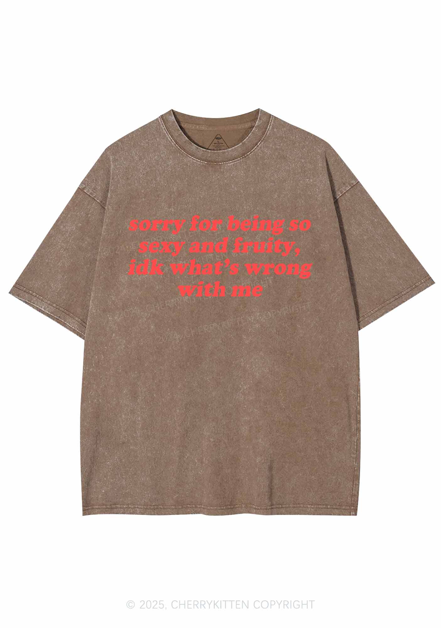 Sorry For Being So Fruity Y2K Shirts Washed Tee Cherrykitten