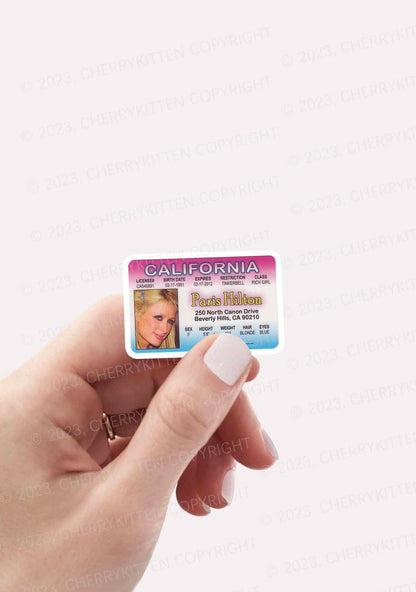 California ID Card 1Pc Y2K Sticker Cherrykitten