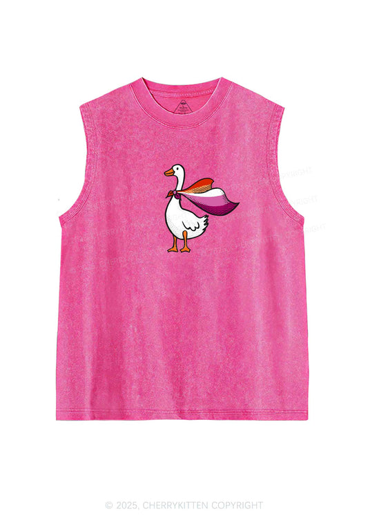 Lesbian Goose Pride Y2K Washed Muscle Tank Cherrykitten