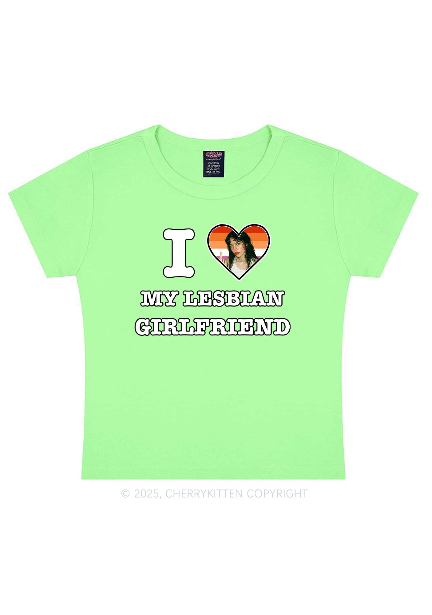 Custom My Lesbian GF Pride Y2K Baby Tee Cherrykitten