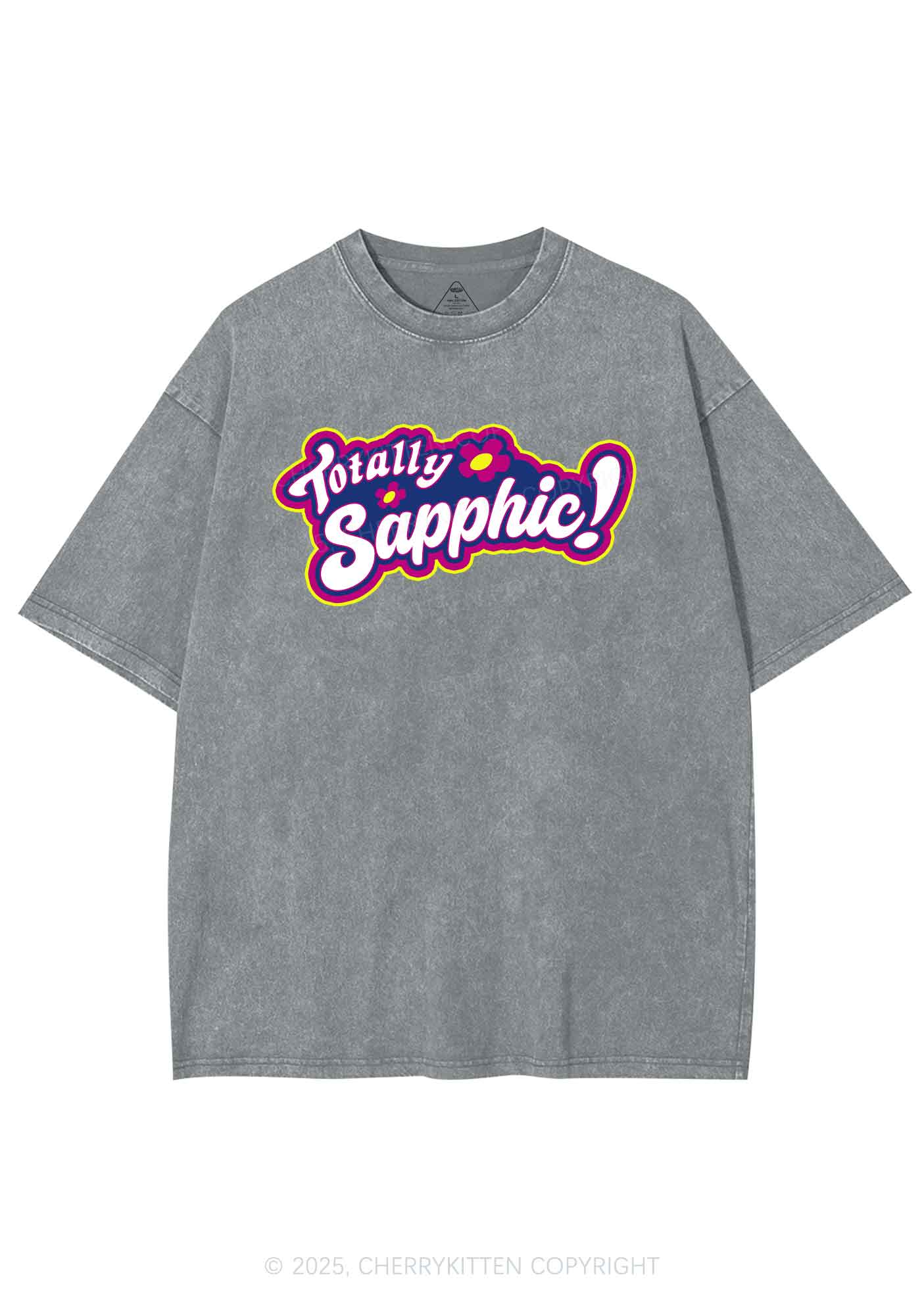 Totally Sapphic Pride Y2K Shirts Washed Tee Cherrykitten