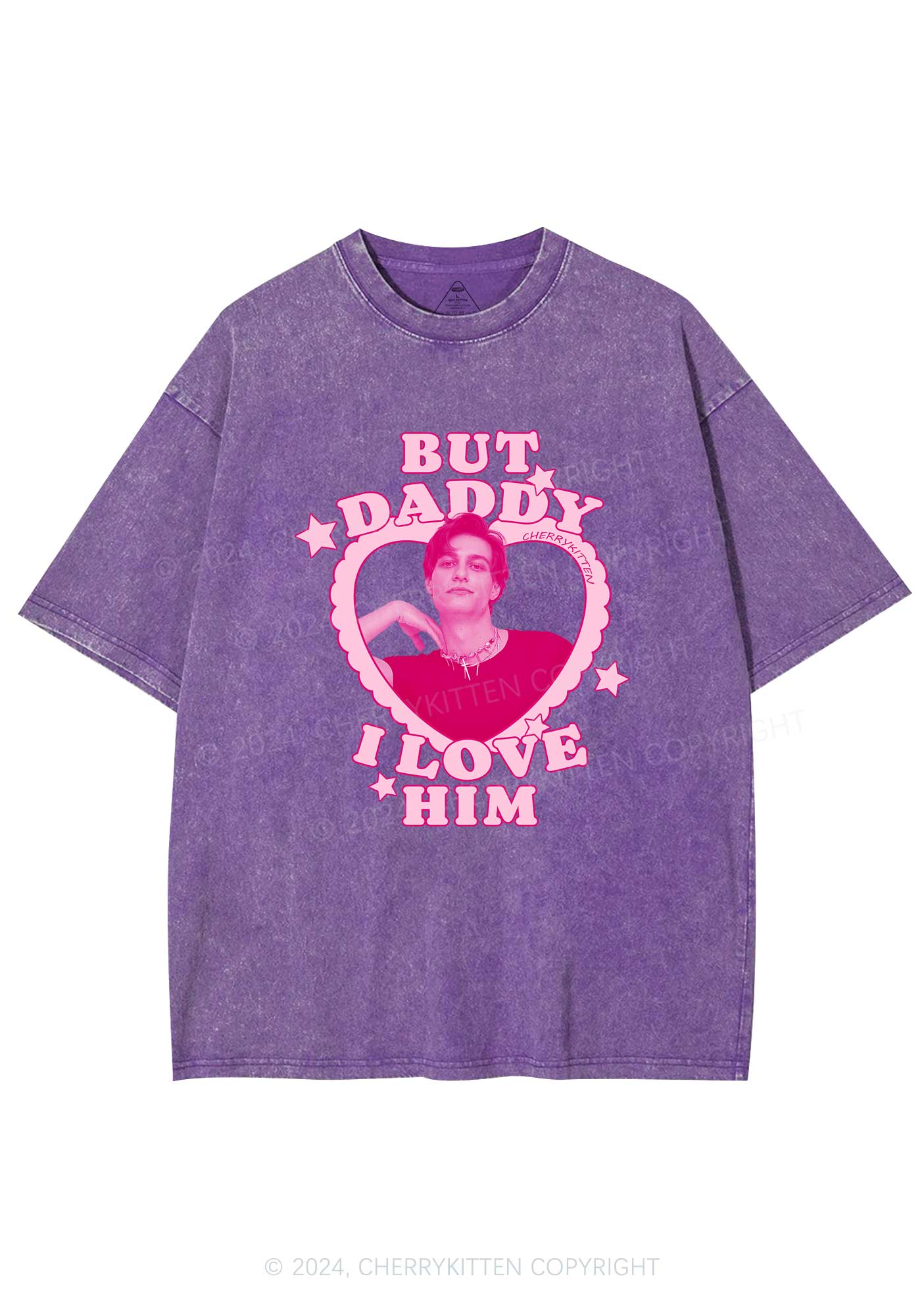 Custom I Love Him Photo Y2K Valentine's Day Washed Tee Cherrykitten