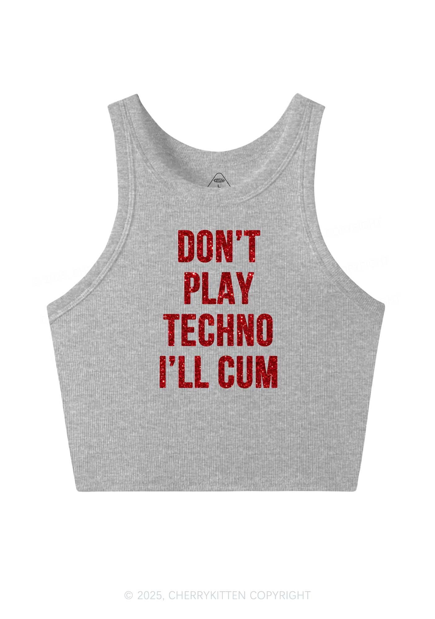 Glitter Dont Play Techno Y2K Crop Tank Top Cherrykitten