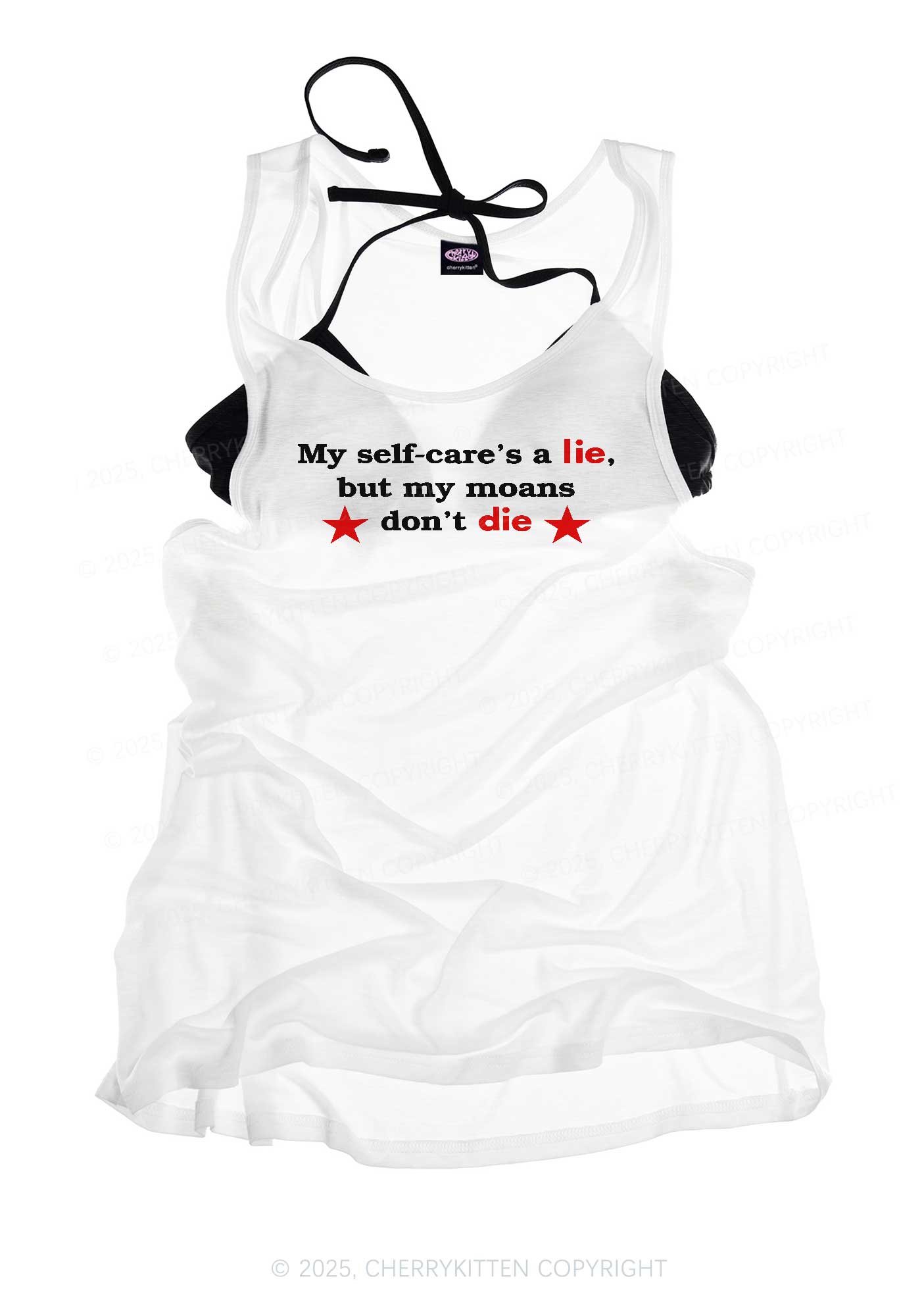 My Moans Dont Die Y2K Sheer Boyfriend Tank Cherrykitten