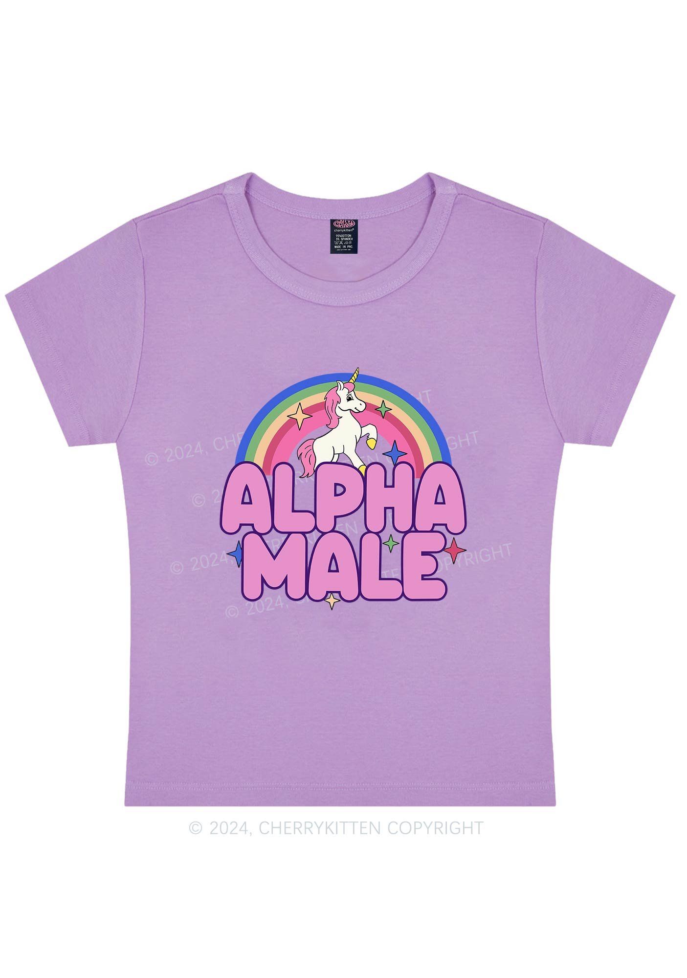 Curvy Rainbow Unicorn Alpha Male Y2K Baby Tee Cherrykitten
