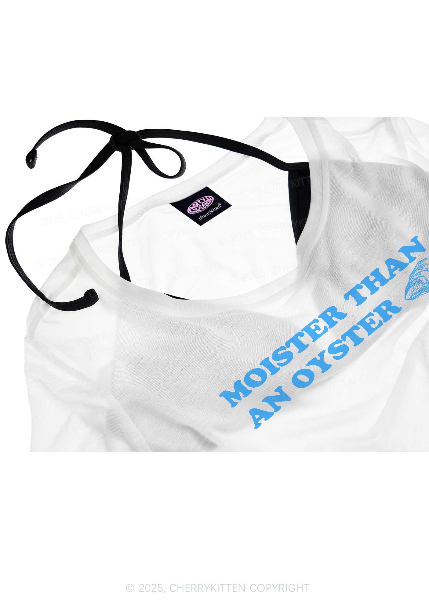Moister Than An Oyster Y2K Sheer Crop Tee Cherrykitten