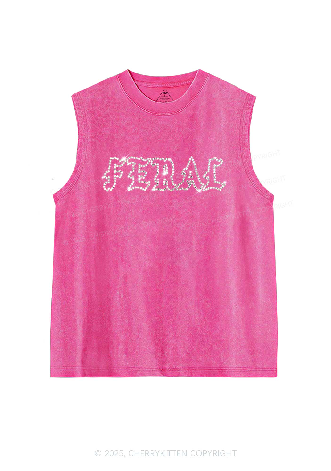 Rhinestone Feral Y2K Washed Muscle Tank Cherrykitten