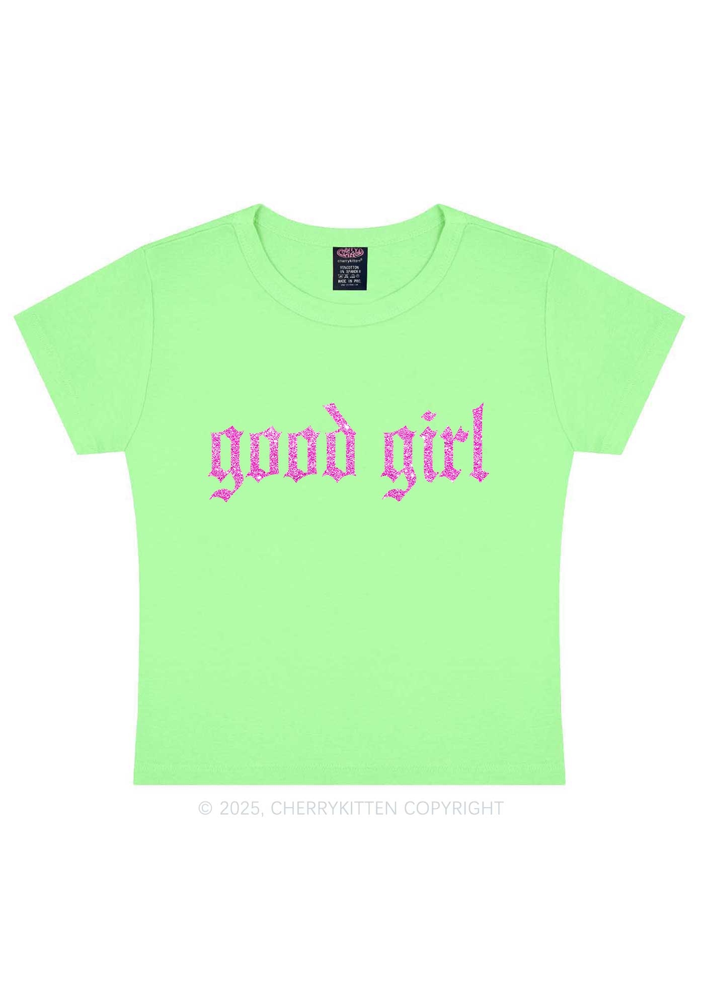 Glitter Good Girl Y2K Baby Tee Cherrykitten
