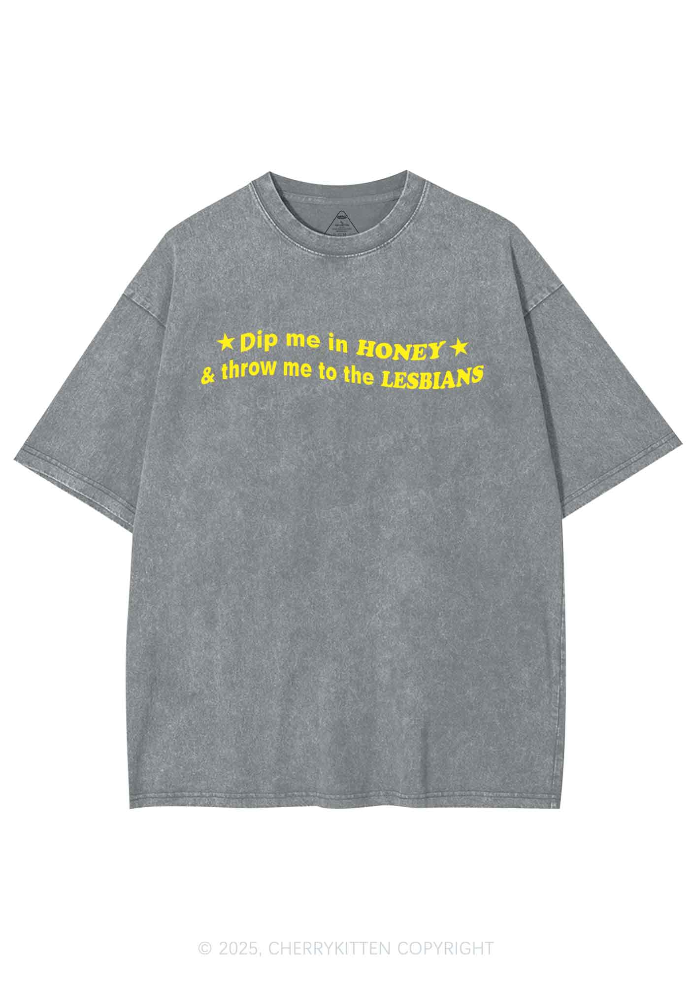 Honey Lesbians Pride Y2K Shirts Washed Tee Cherrykitten