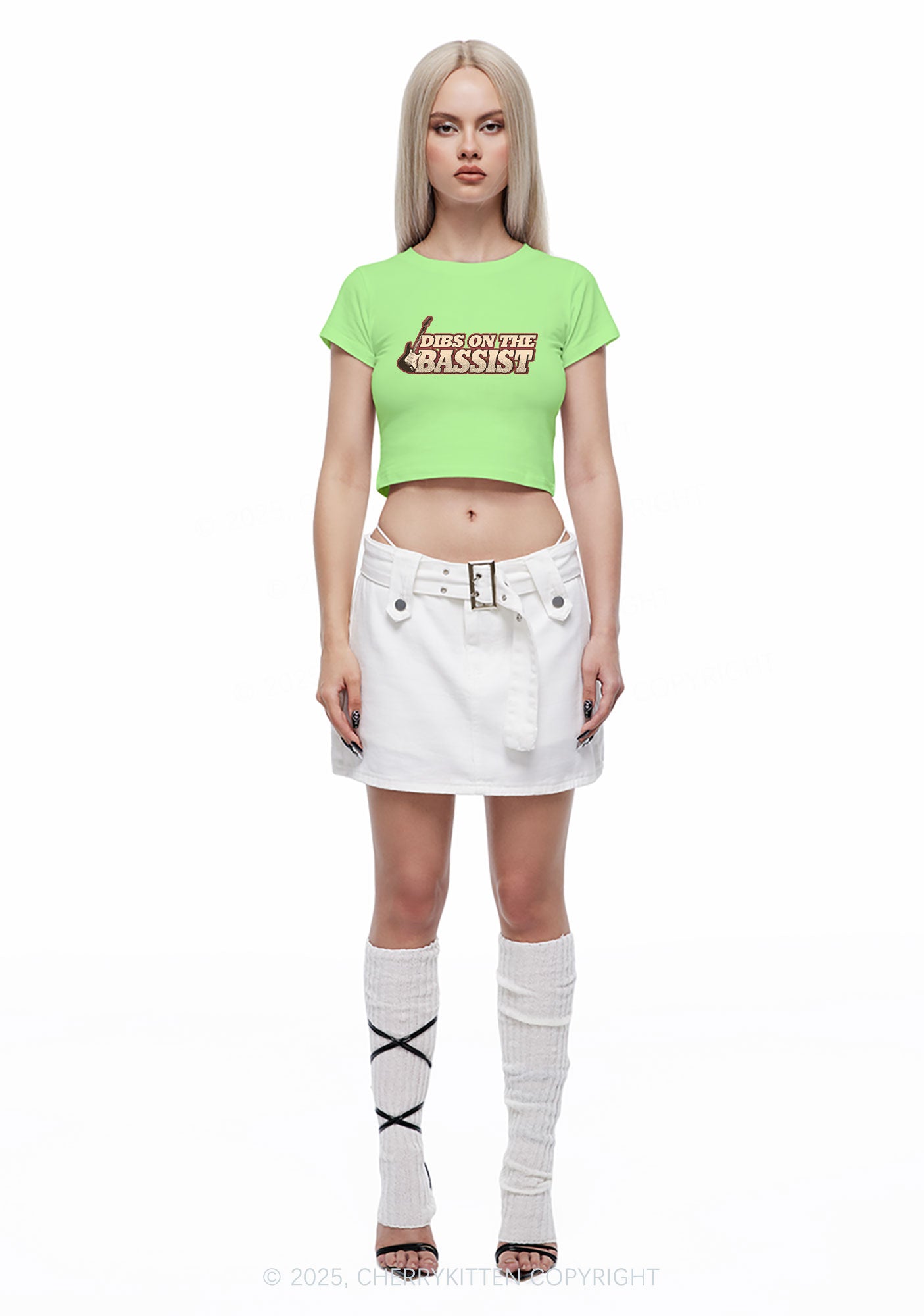 Dibs On The Bassist Y2K Baby Tee Cherrykitten