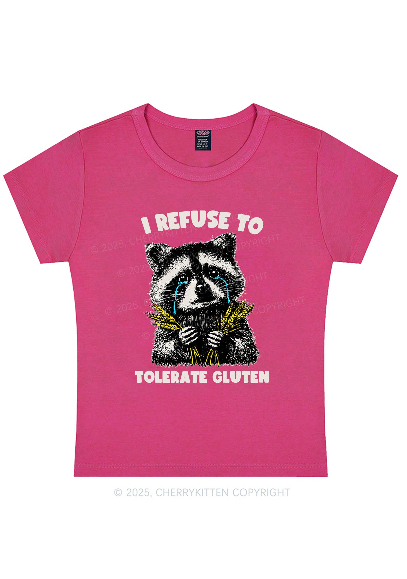 Refuse To Tolerate Gluten Y2K Baby Tee Cherrykitten