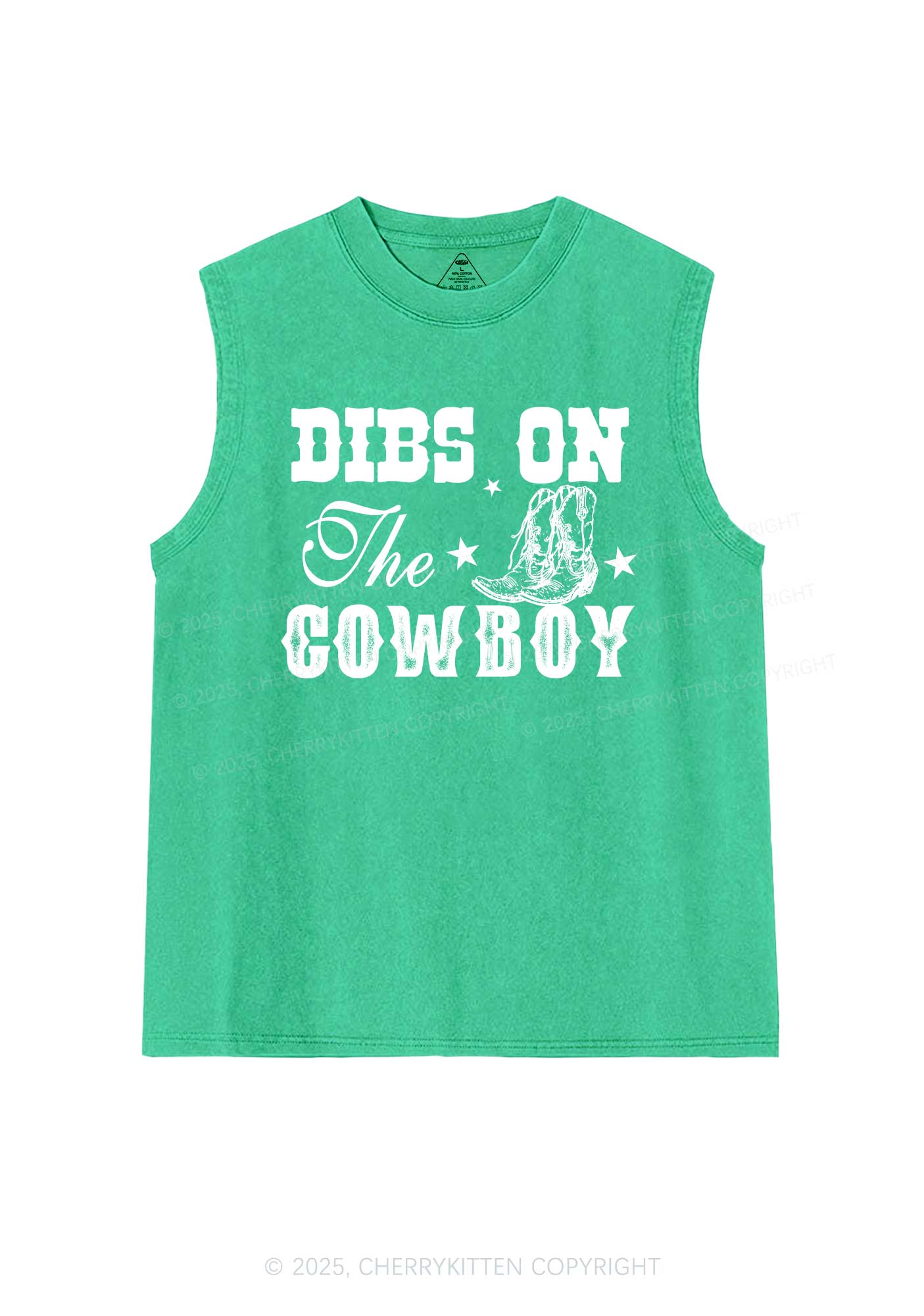 Dibs On The Cowboy Y2K Washed Muscle Tank Cherrykitten