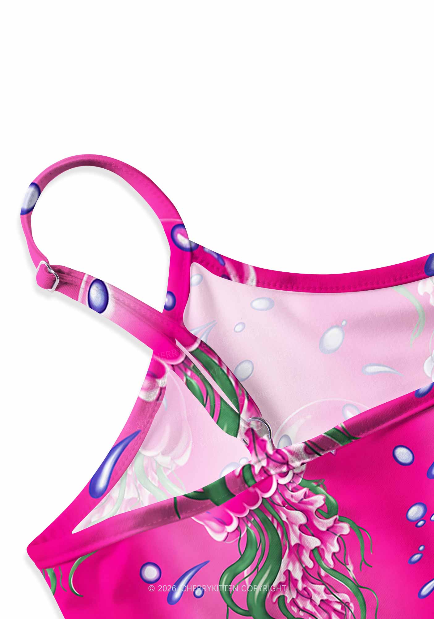 Hot Pink Jellyfish Bubble Y2K Print Slip Dress Cherrykitten