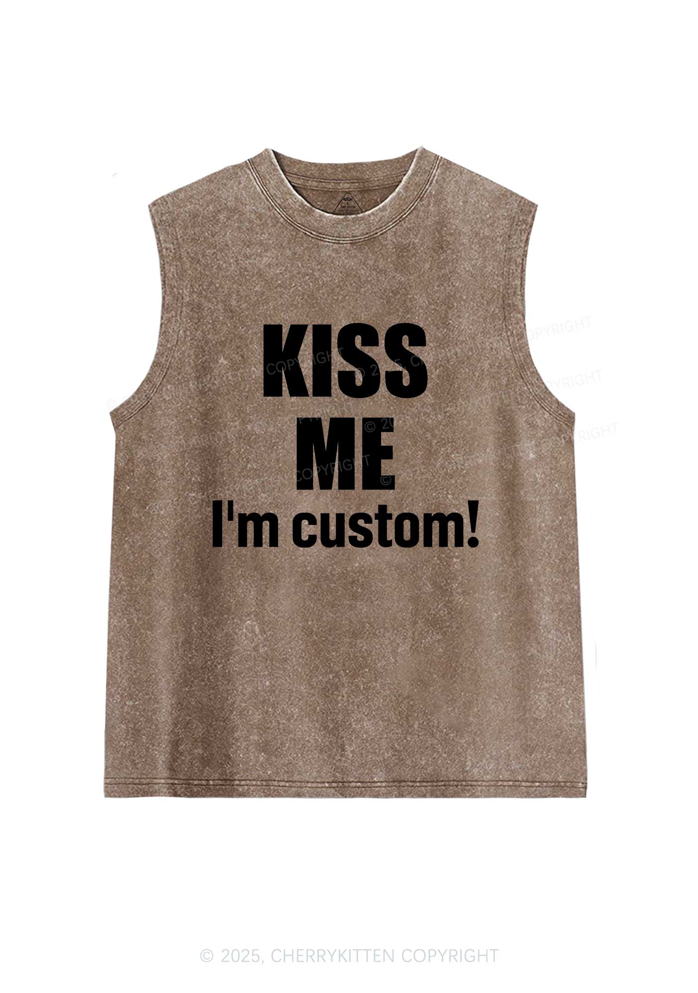 Kiss Me Im Custom Y2K Washed Muscle Tank Cherrykitten