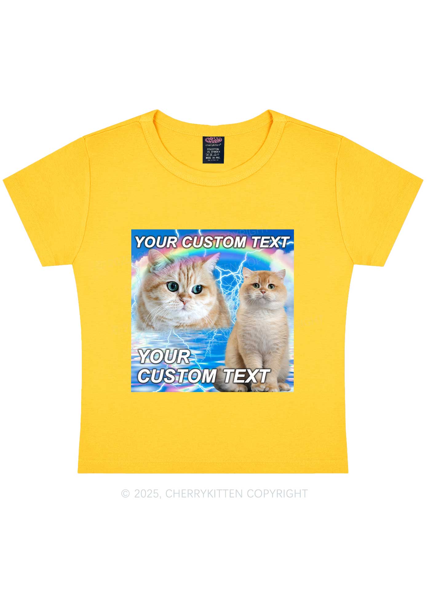 Custom Text Your Kitten Y2K Baby Tee Cherrykitten